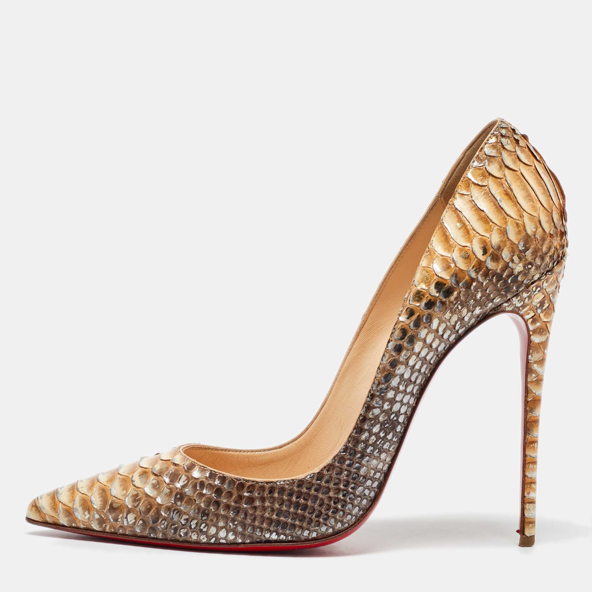 

Christian Louboutin Beige/Brown Python So Kate Pumps Size