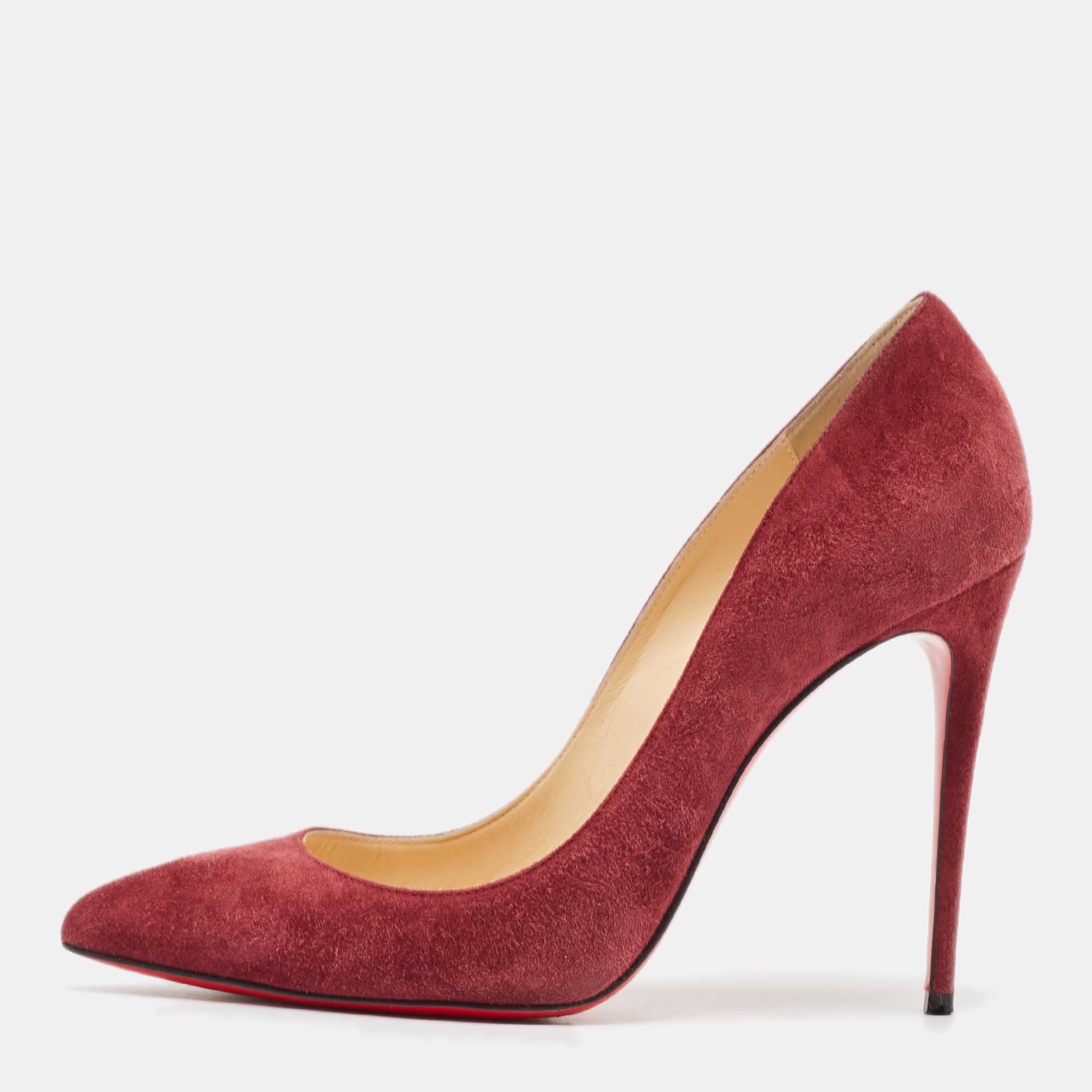 

Christian Louboutin Burgundy Suede So Kate Pumps Size