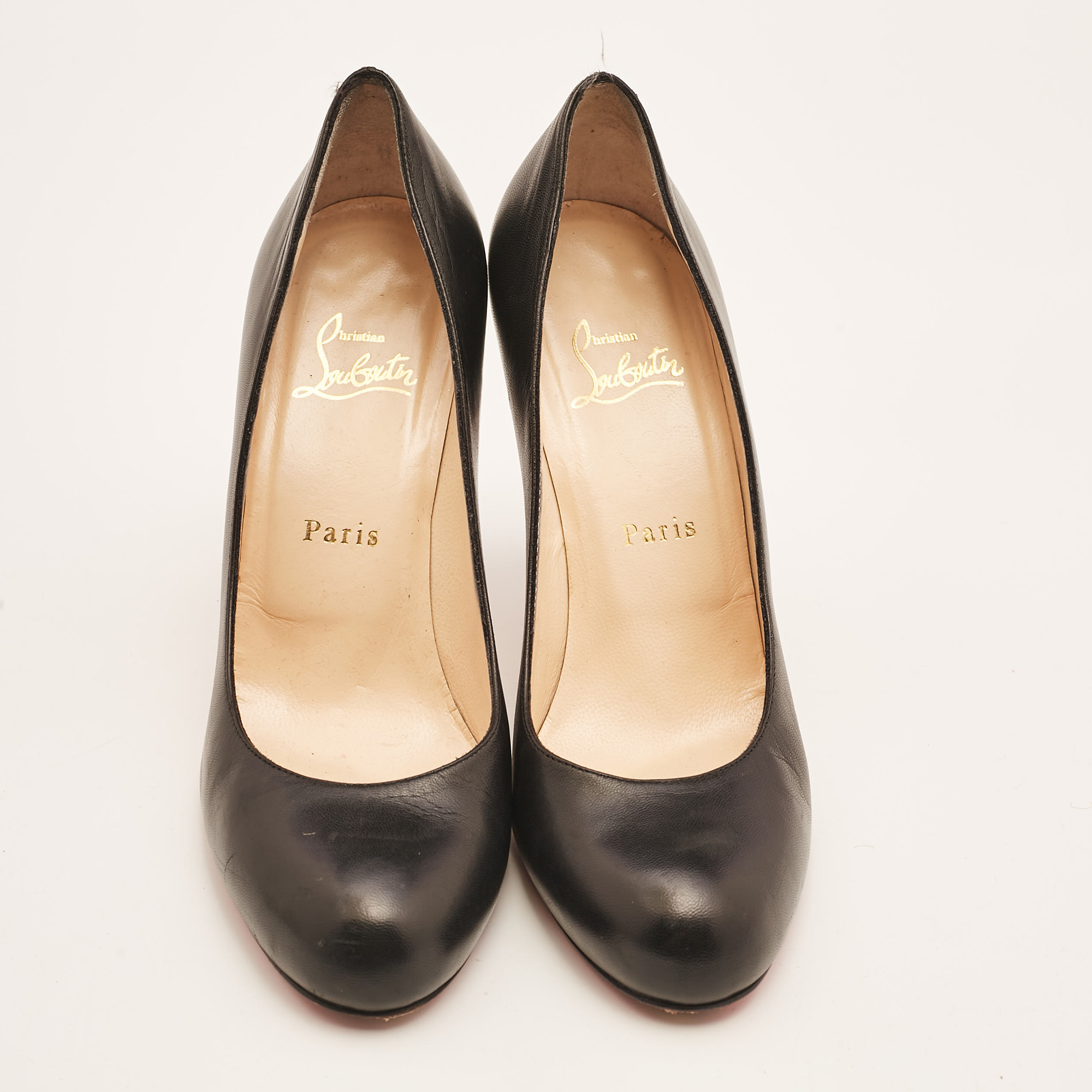 Christian Louboutin Black Leather Simple Pumps Size 38.5 