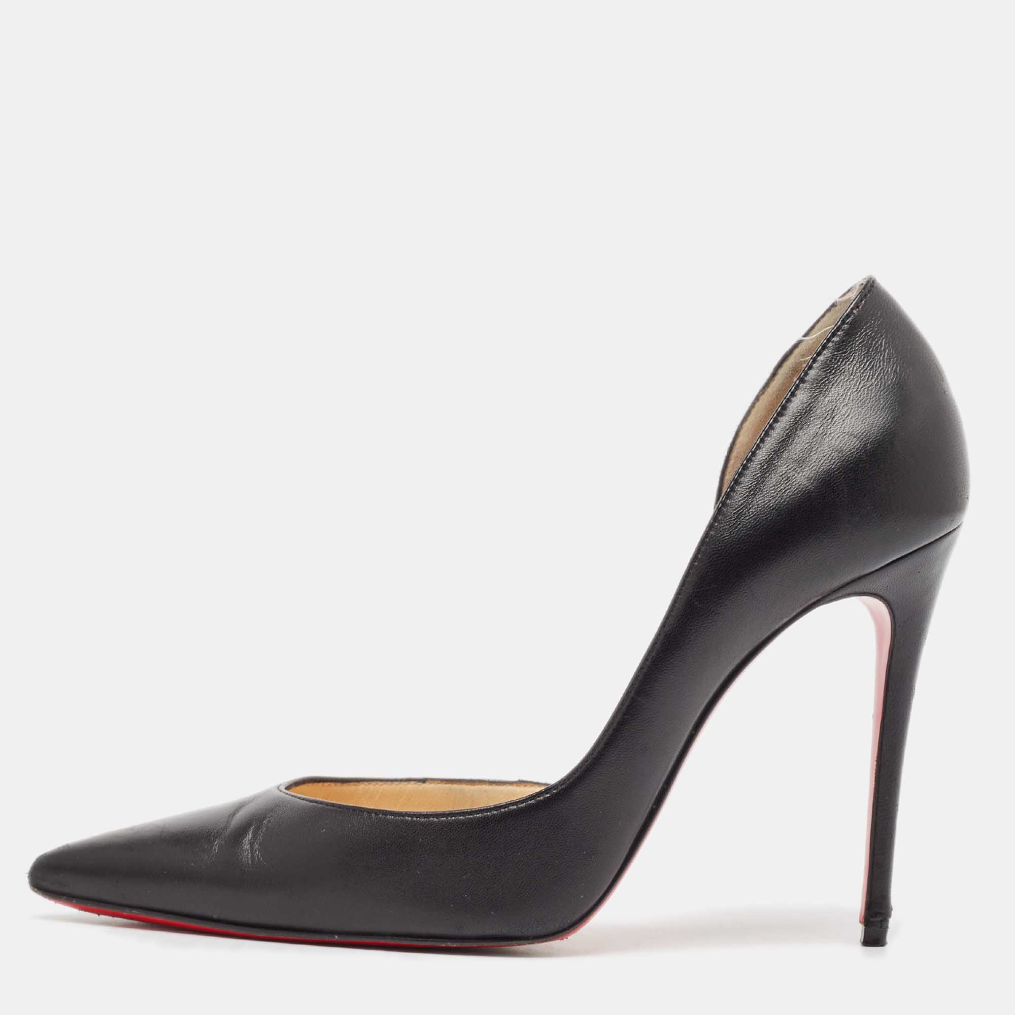 

Christian Louboutin Black Leather Iriza Pointed Toe D'orsay Pumps Size