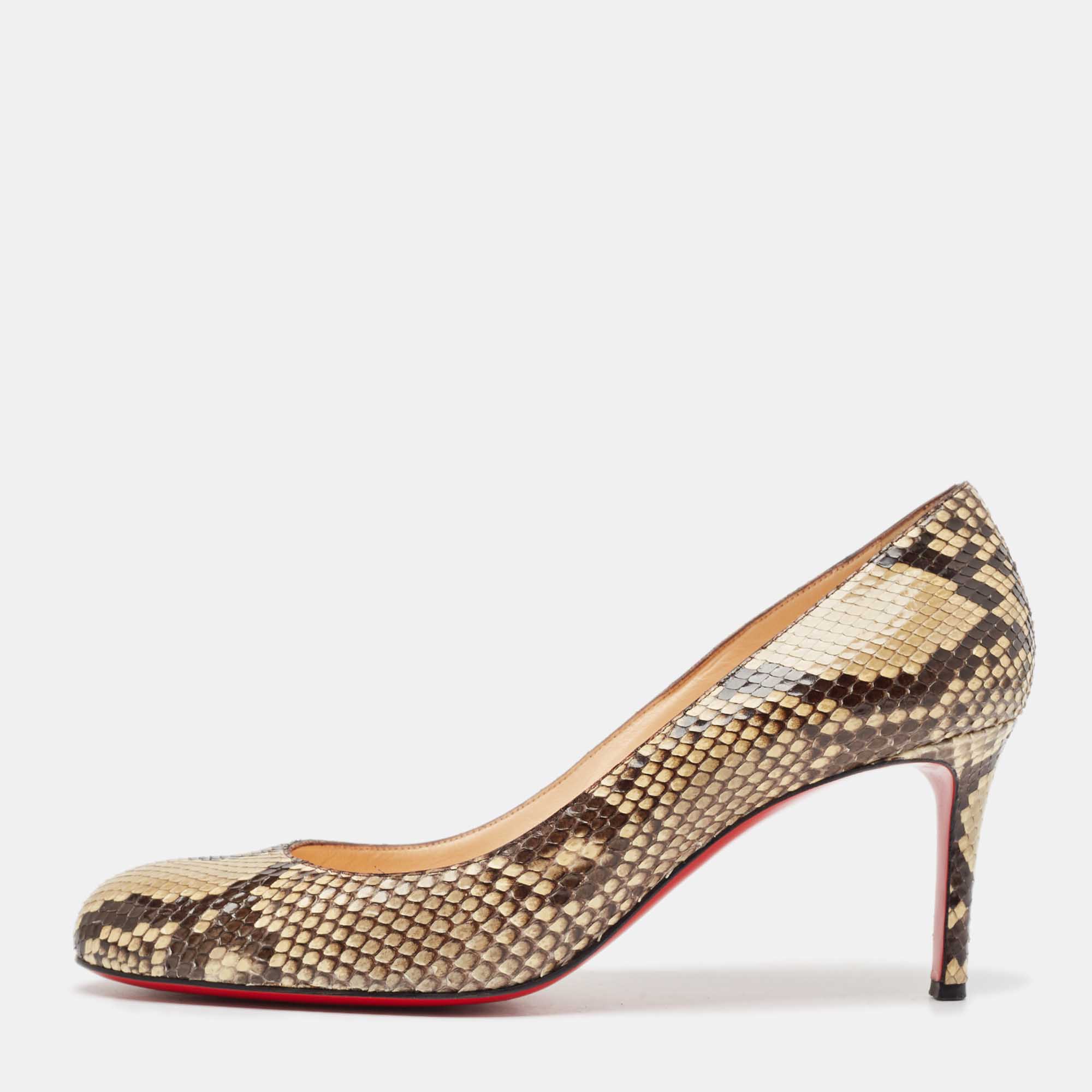 

Christian Louboutin Cream/Brown Python Simple Pumps Size