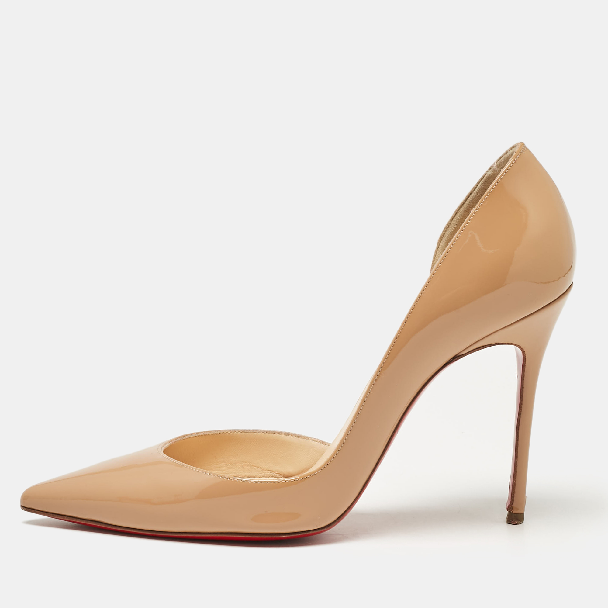 

Christian Louboutin Beige Patent Leather Iriza D'orsay Pumps Size