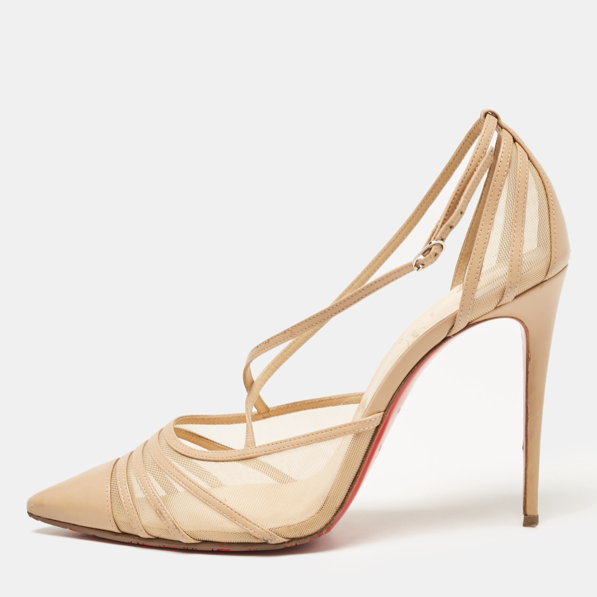 

Christian Louboutin Beige Leather and Mesh Theodorella Pumps Size