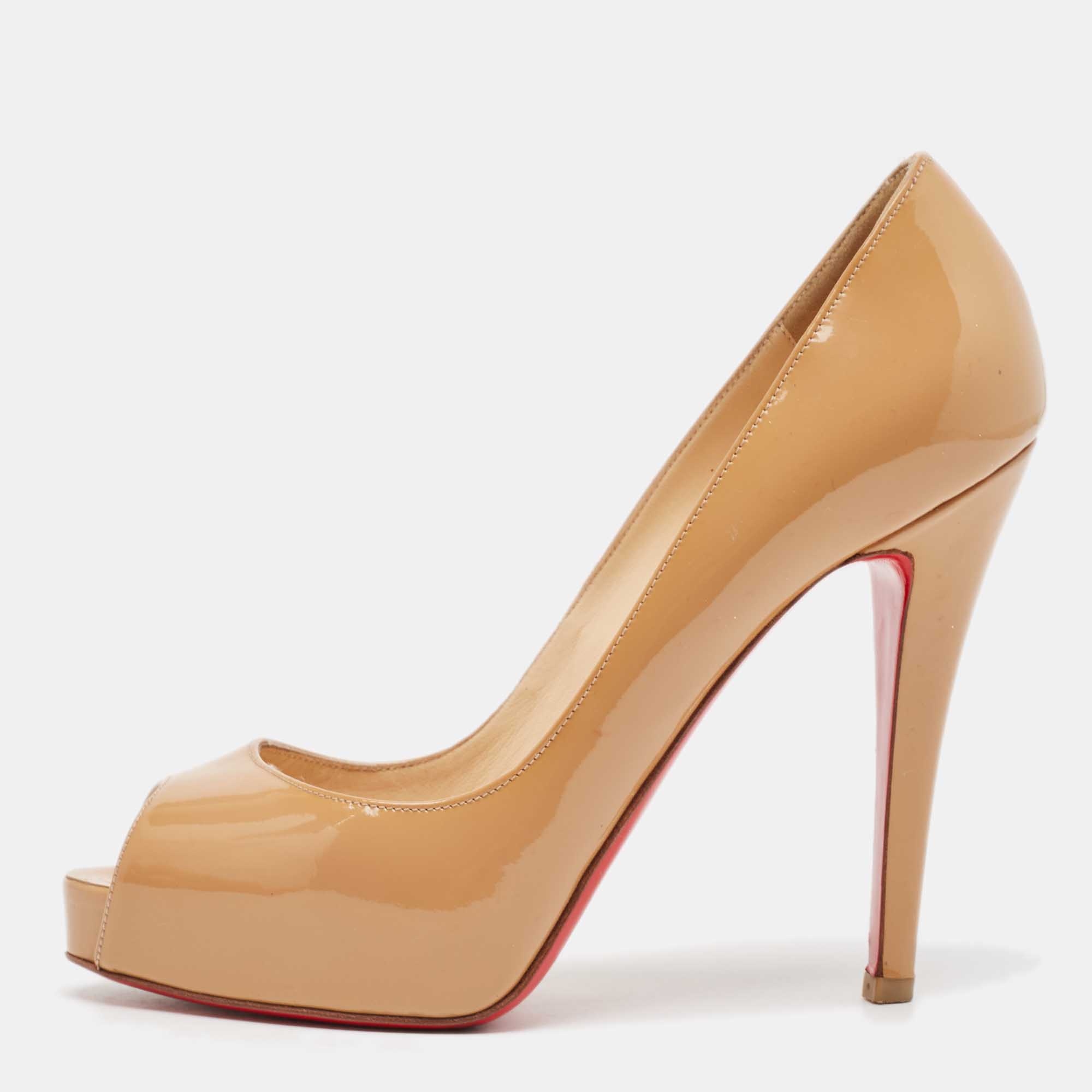 

Christian Louboutin Beige Patent Leather Very Prive Pumps Size