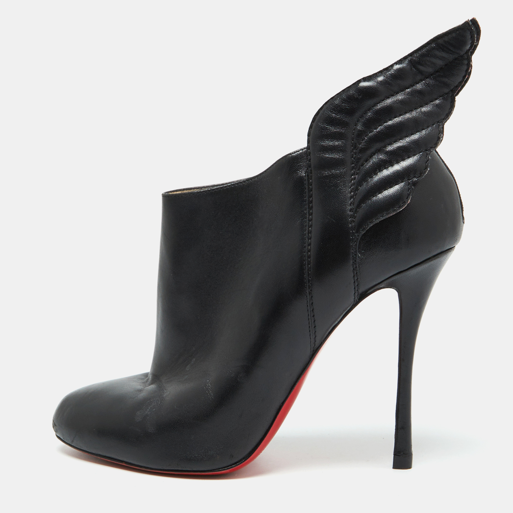 

Christian Louboutin Black Leather Mercura Wings Ankle Booties Size