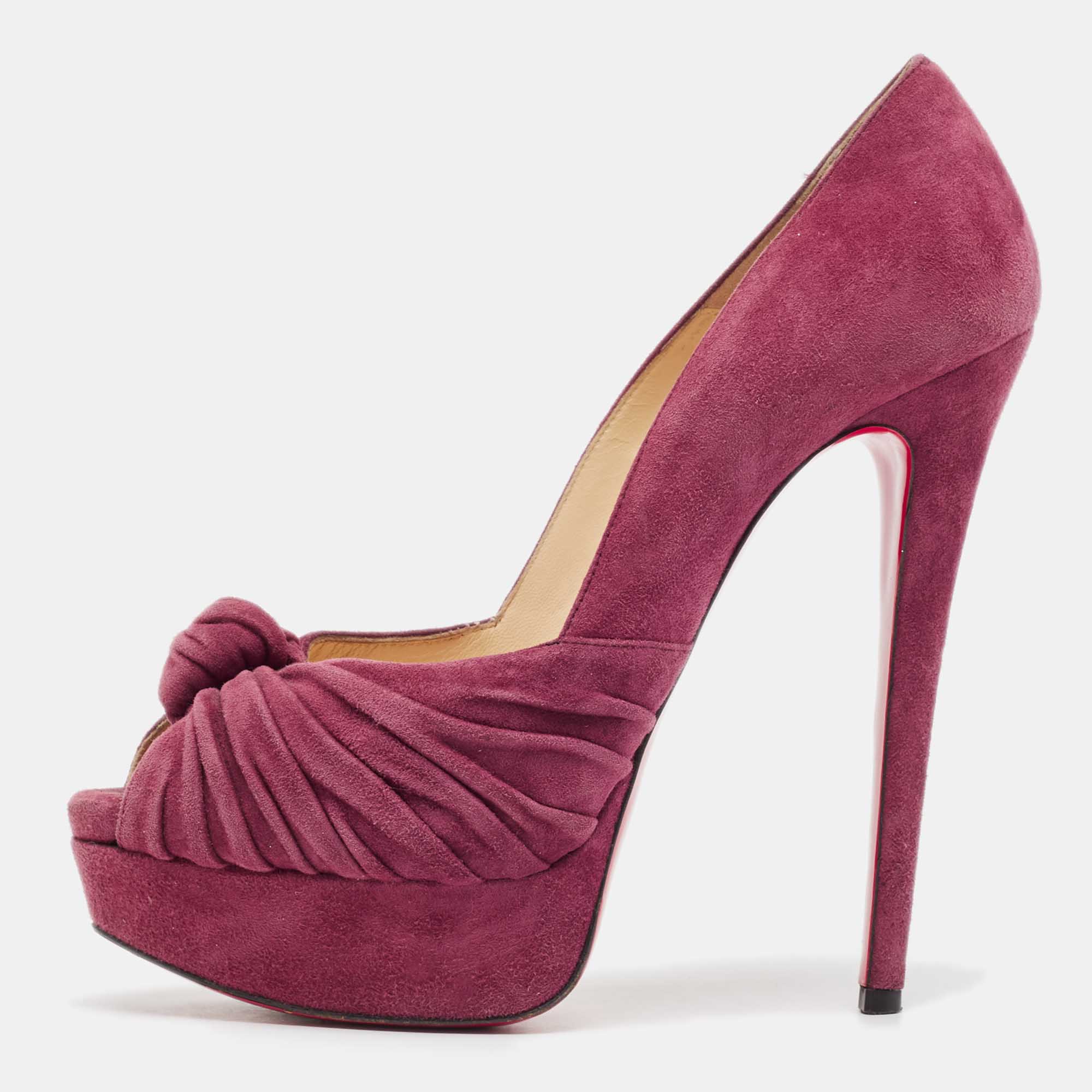 

Christian Louboutin Burgundy Suede Lady Gres Platform Pumps Size