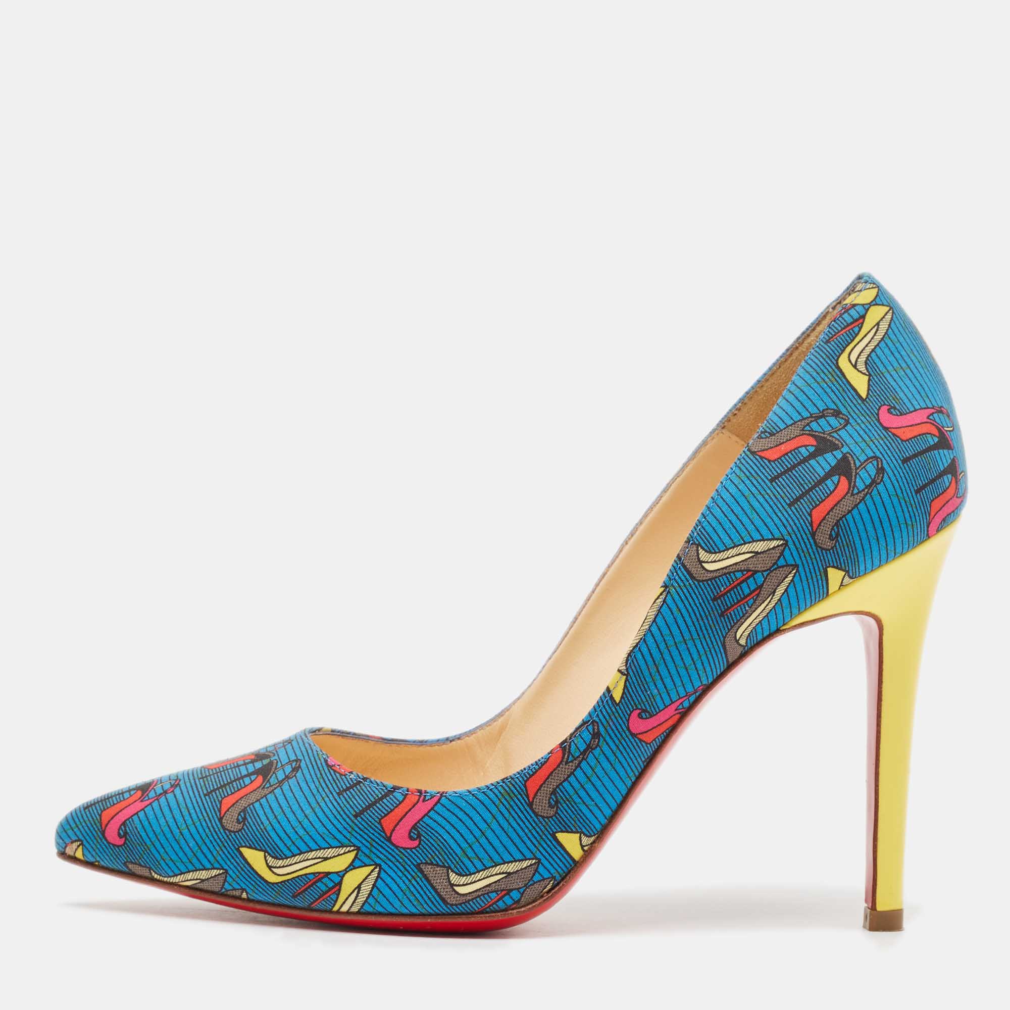 

Christian Louboutin Blue Fabric Afri Loubi Pigalle Pumps Size