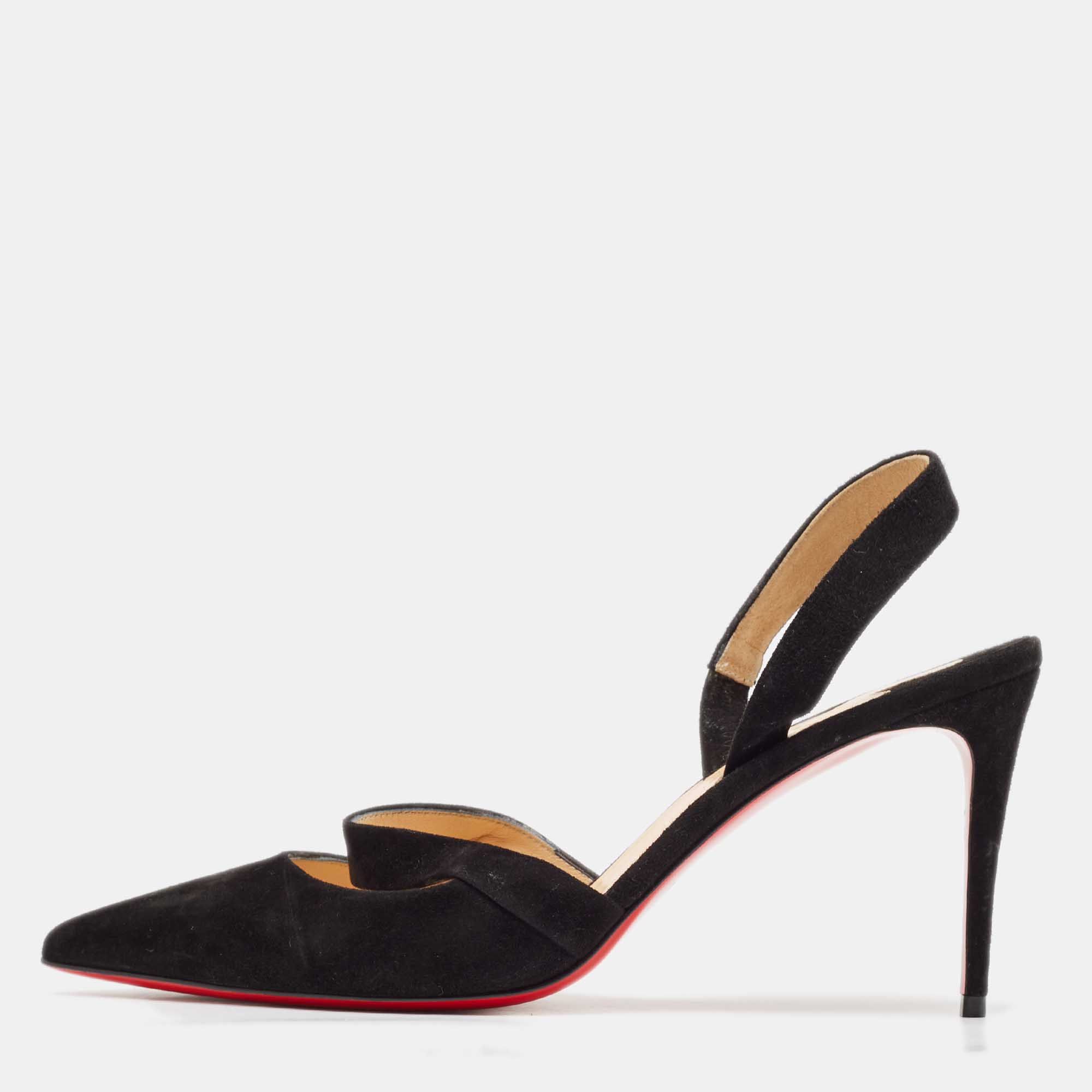 

Christian Louboutin Black Suede Actina 85 Pumps Size