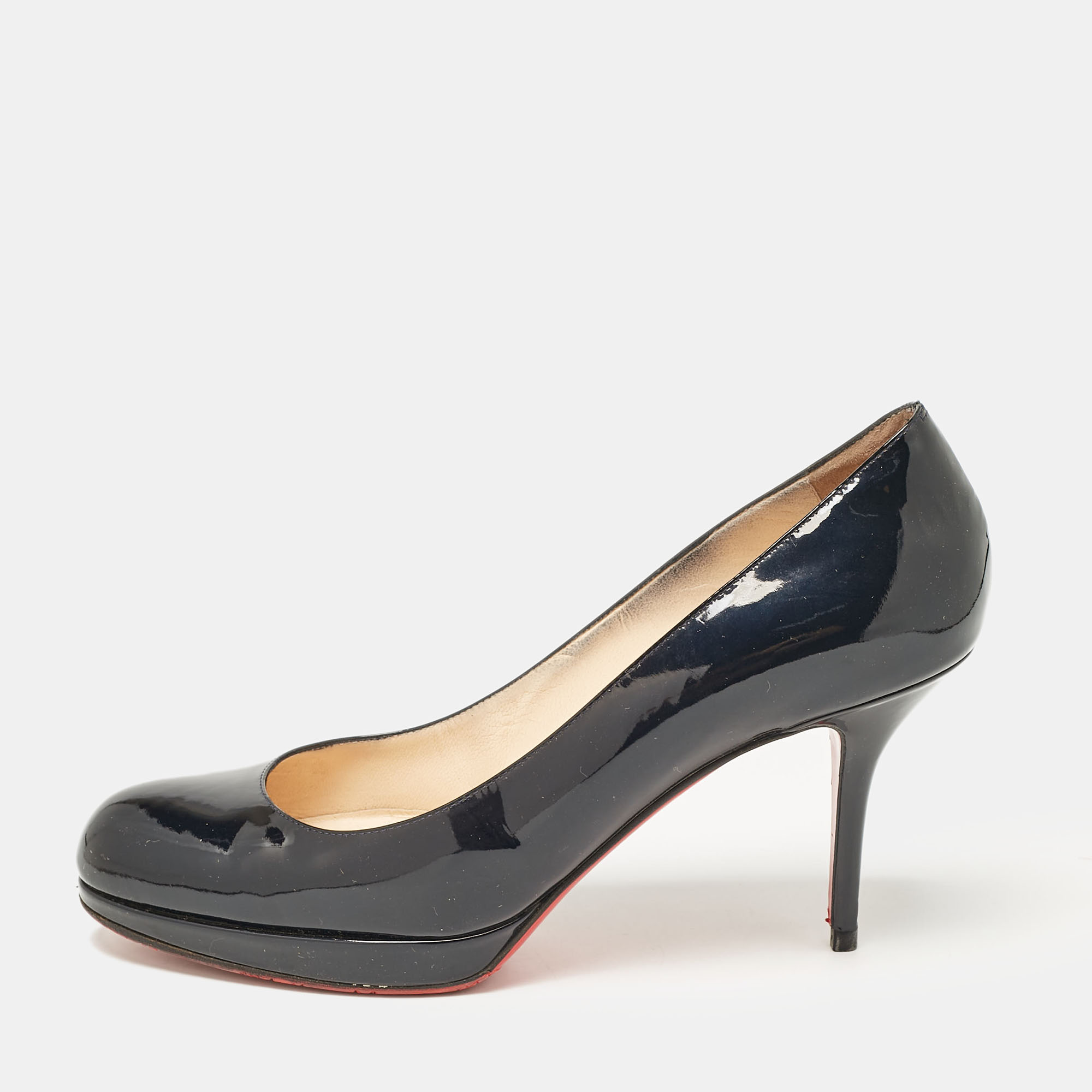 

Christian Louboutin Navy Blue Patent Leather Prorata Pumps Size