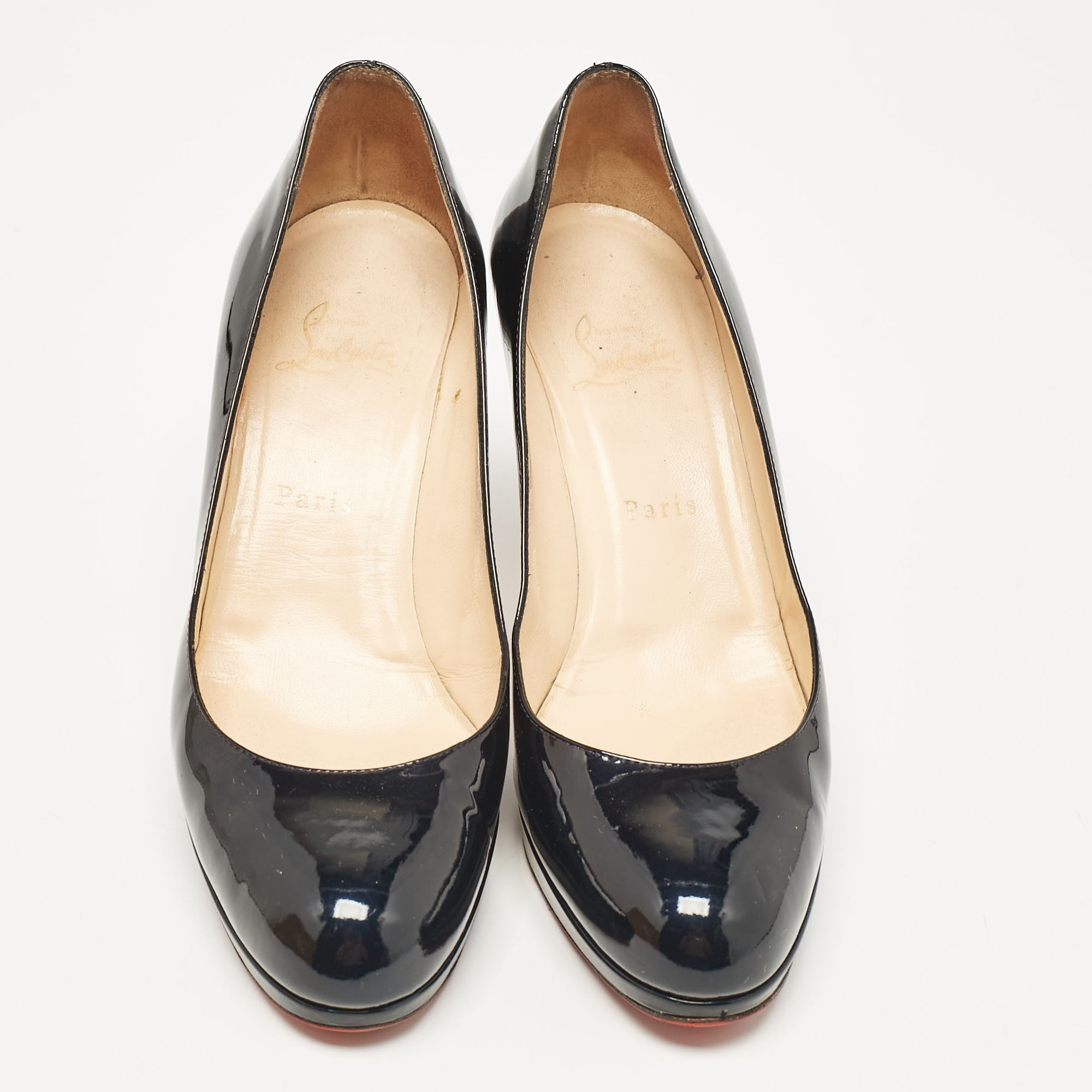 Christian Louboutin Navy Blue Patent Leather Prorata Pumps Size 40 