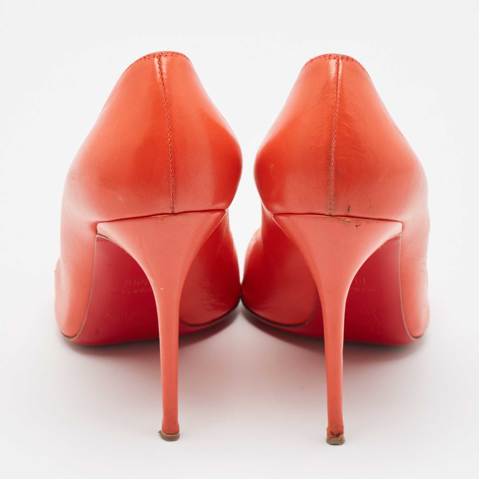 Christian Louboutin Orange Leather Corneille Pumps Size 39.5 