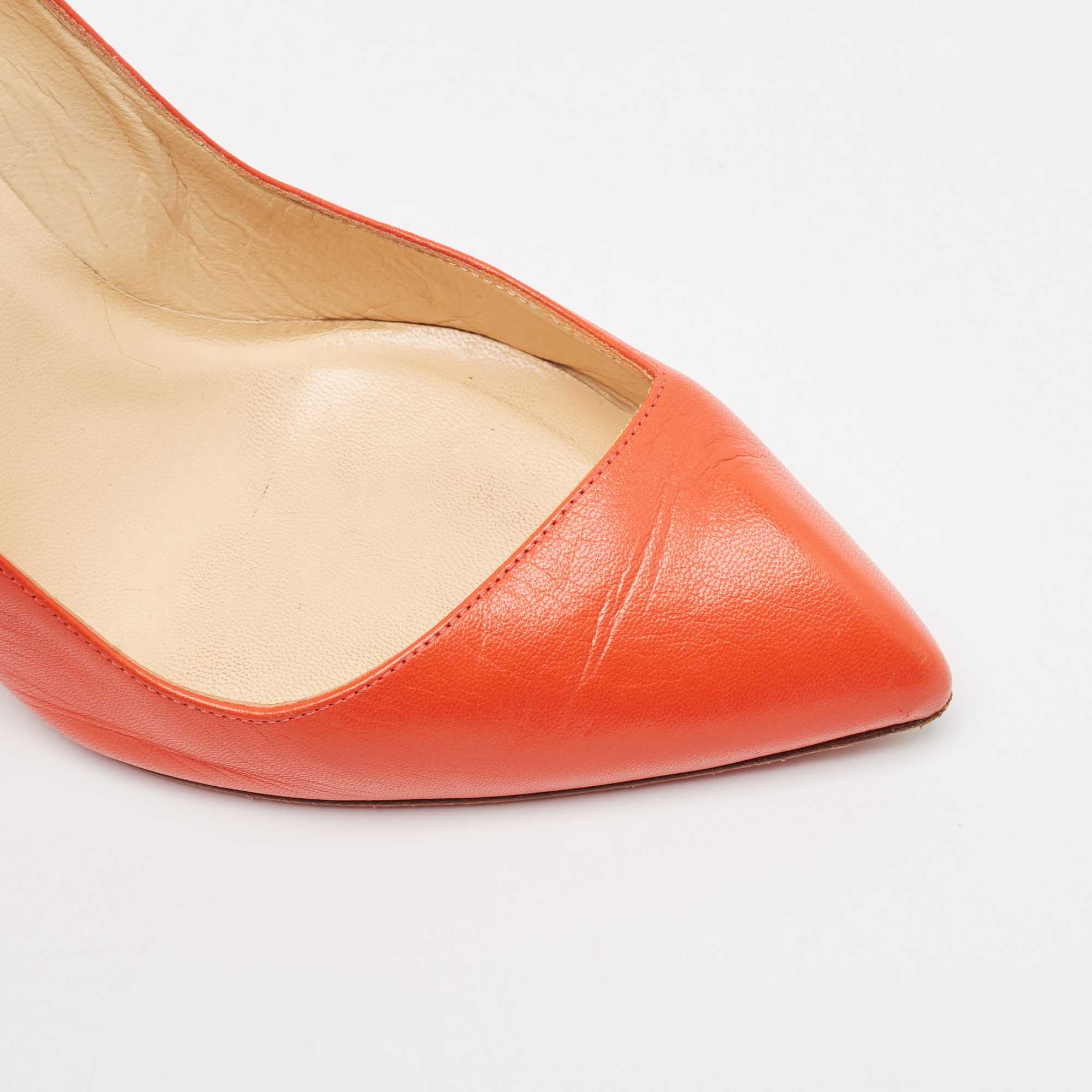 Christian Louboutin Orange Leather Corneille Pumps Size 39.5 