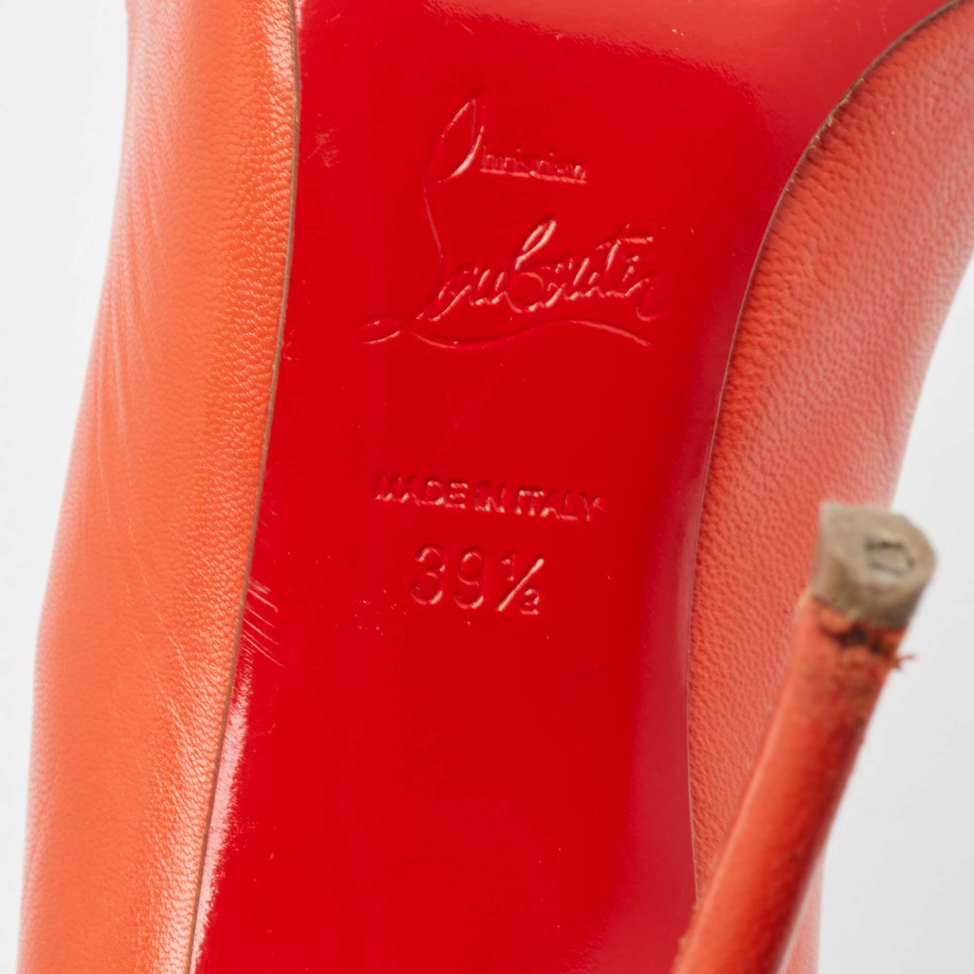 Christian Louboutin Orange Leather Corneille Pumps Size 39.5 