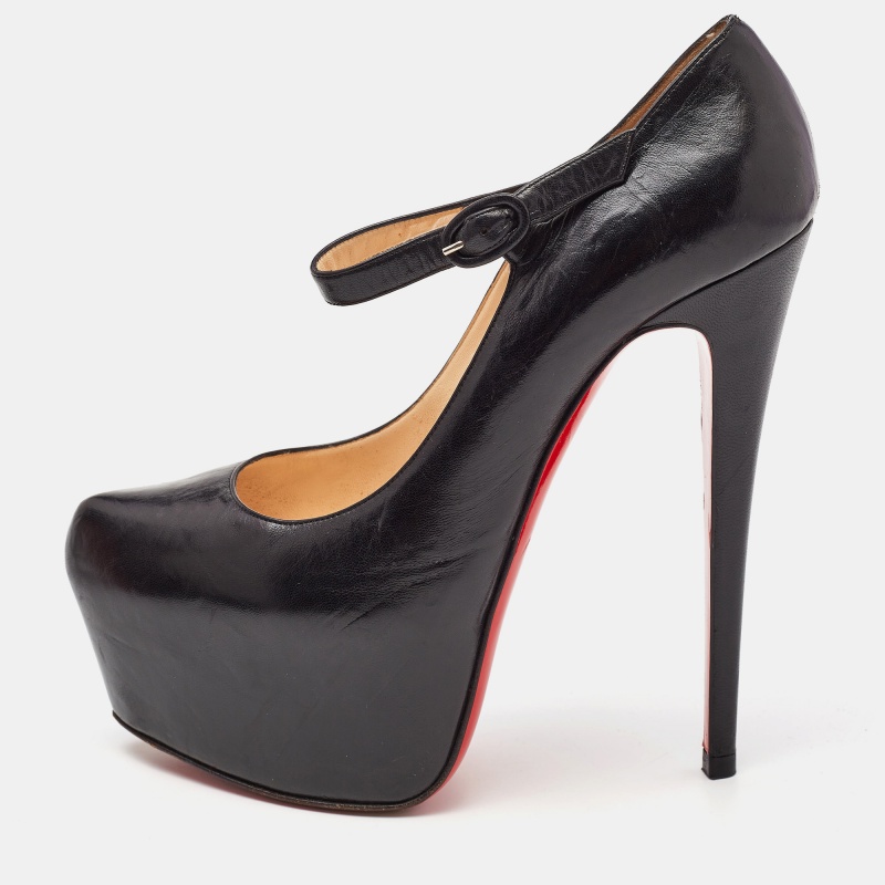 

Christian Louboutin Black Leather Lady Daf Mary Jane Pumps Size