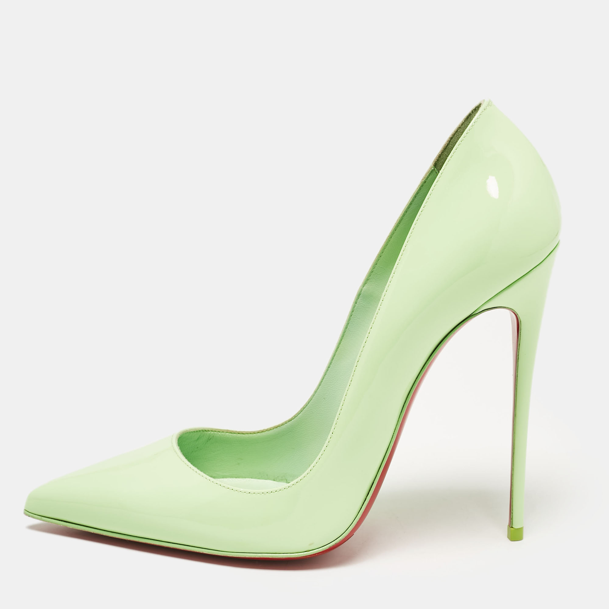 

Christian Louboutin Green Patent Leather So Kate Pointed Toe Pumps Size