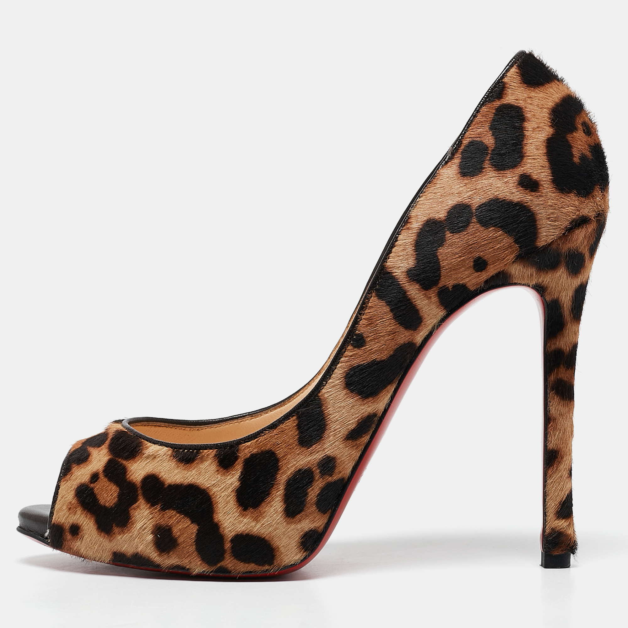 

Christian Louboutin Beige/Brown Leopard Print Calf Hair Flo Pumps Size