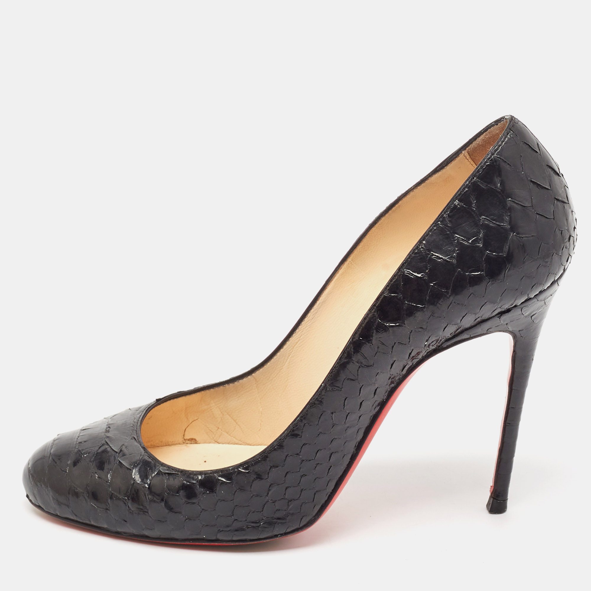 

Christian Louboutin Black Python Leather Fifi Pumps Size