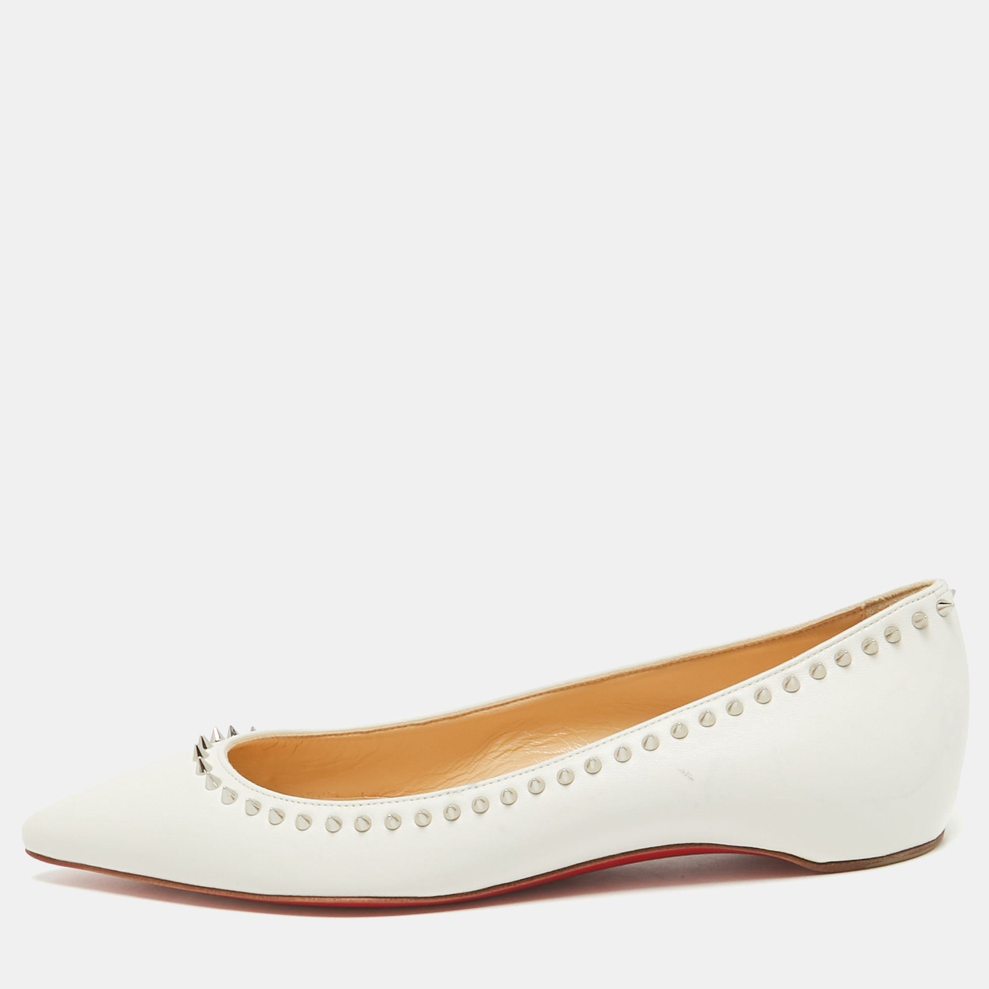 

Christian Louboutin White Leather Anjalina Ballet Flats Size