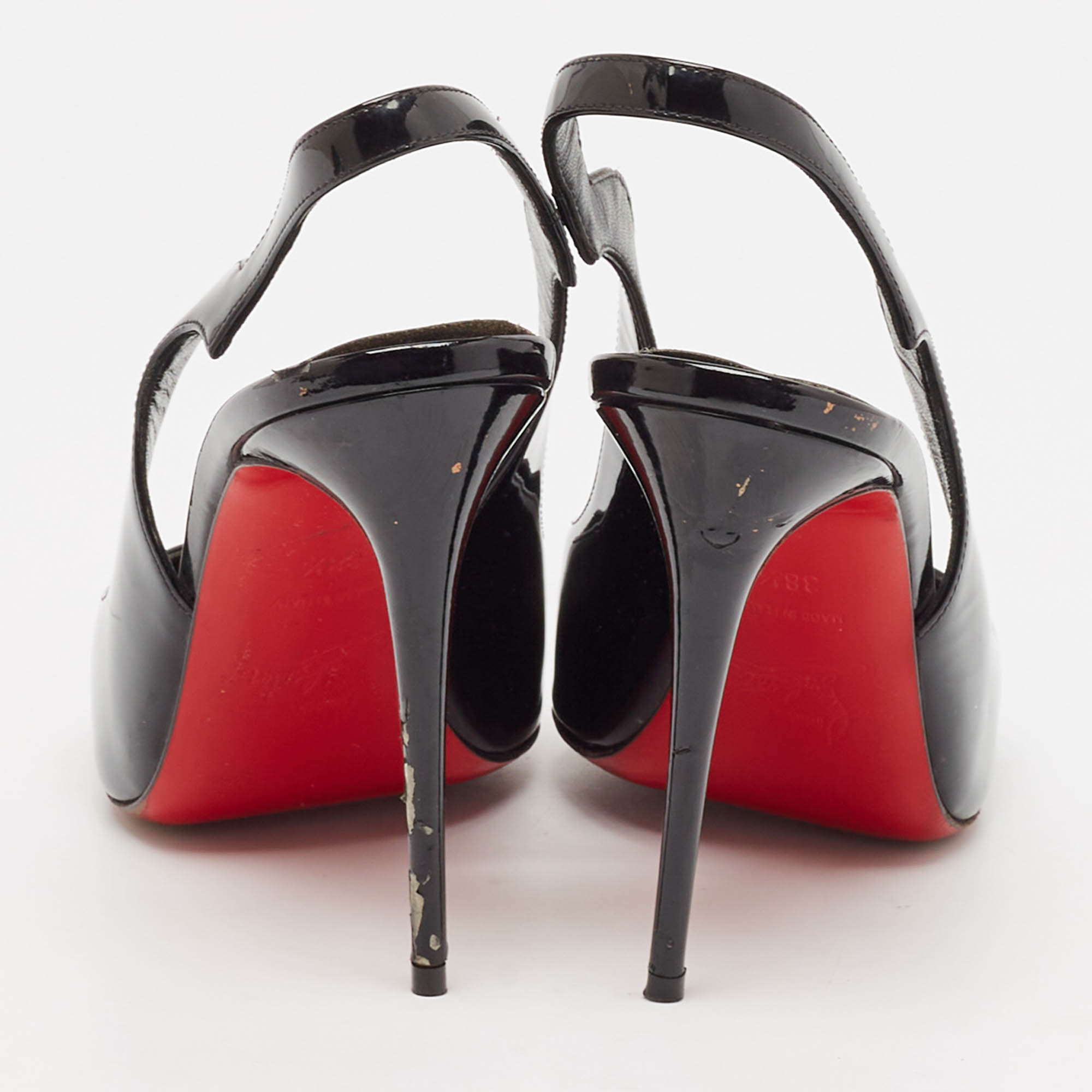 Christian Louboutin Black Patent Leather Hot Chick Pumps Size 38.5 