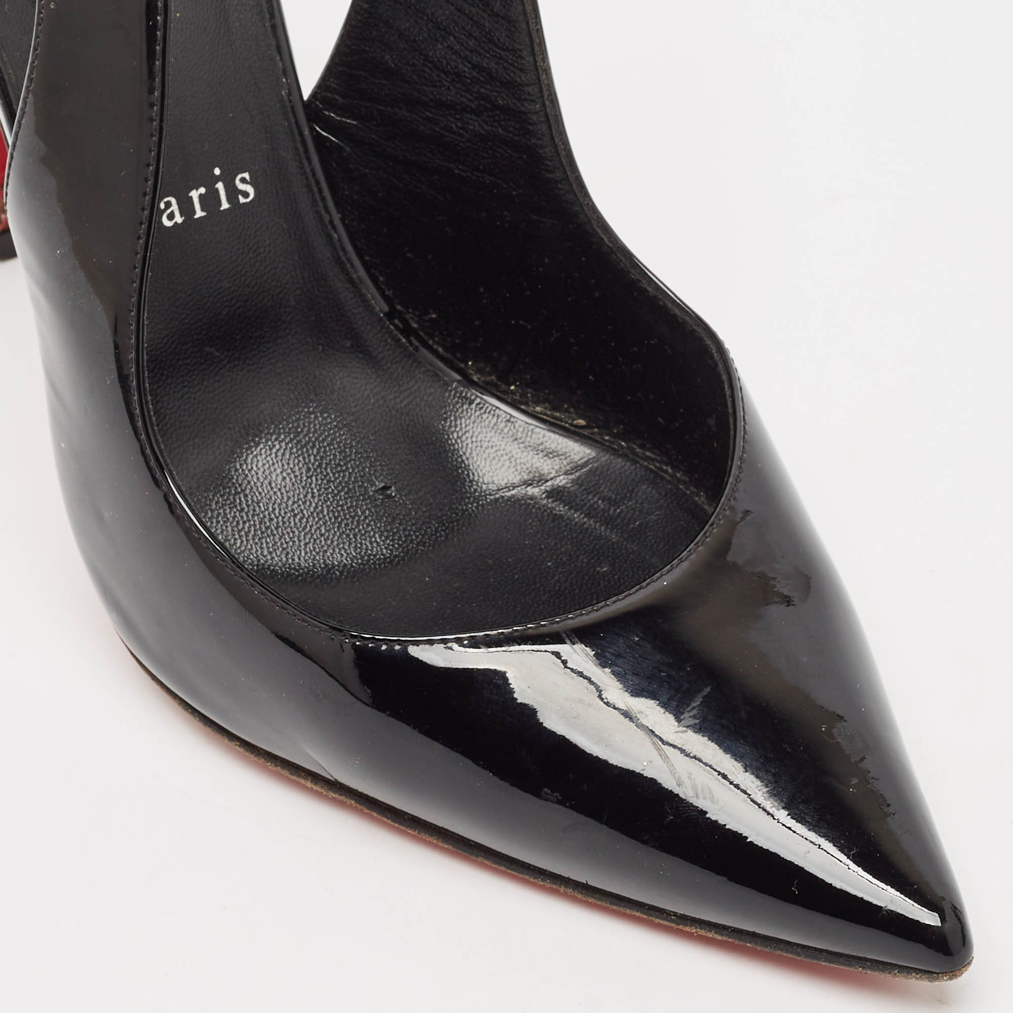 Christian Louboutin Black Patent Leather Hot Chick Pumps Size 38.5 