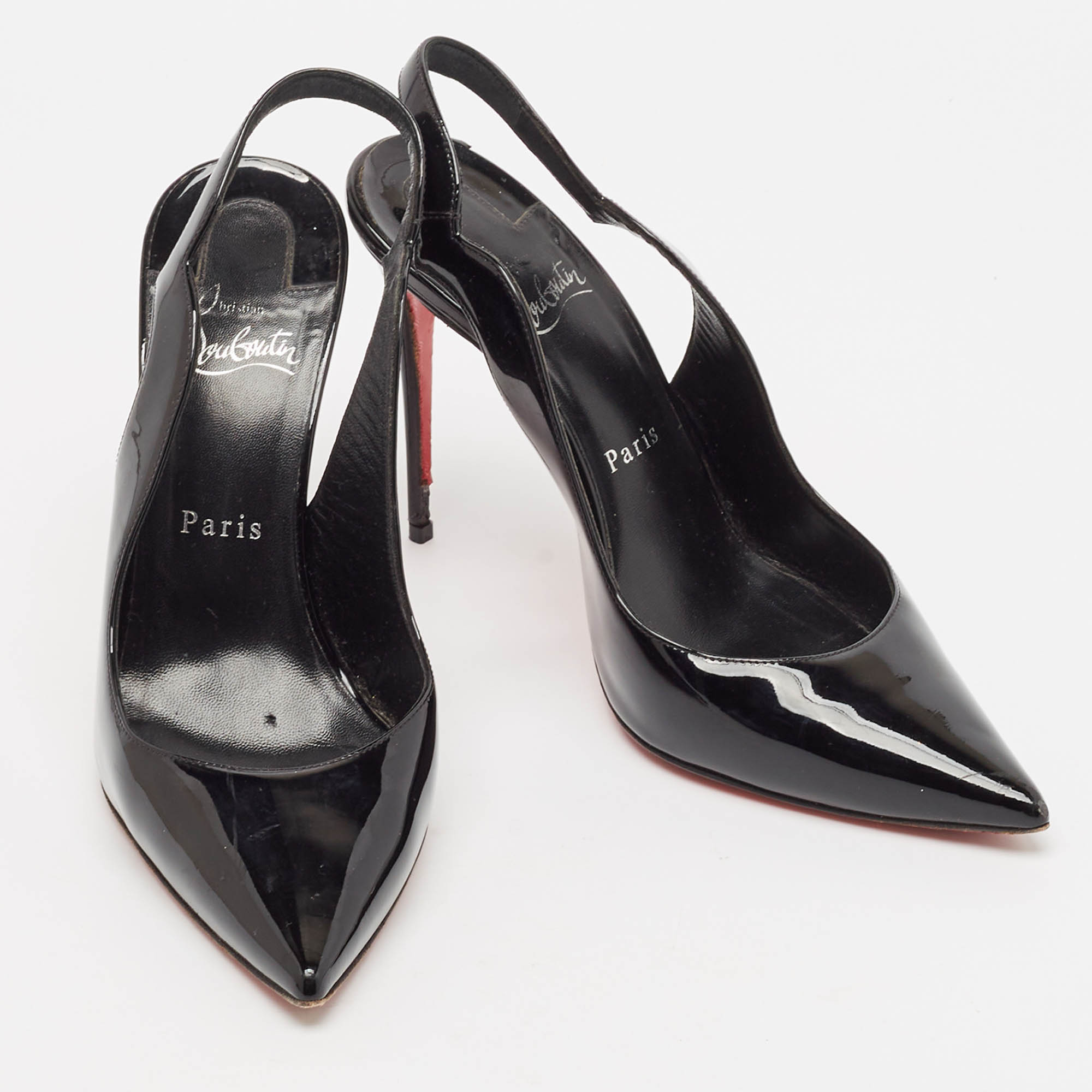 Christian Louboutin Black Patent Leather Hot Chick Pumps Size 38.5 