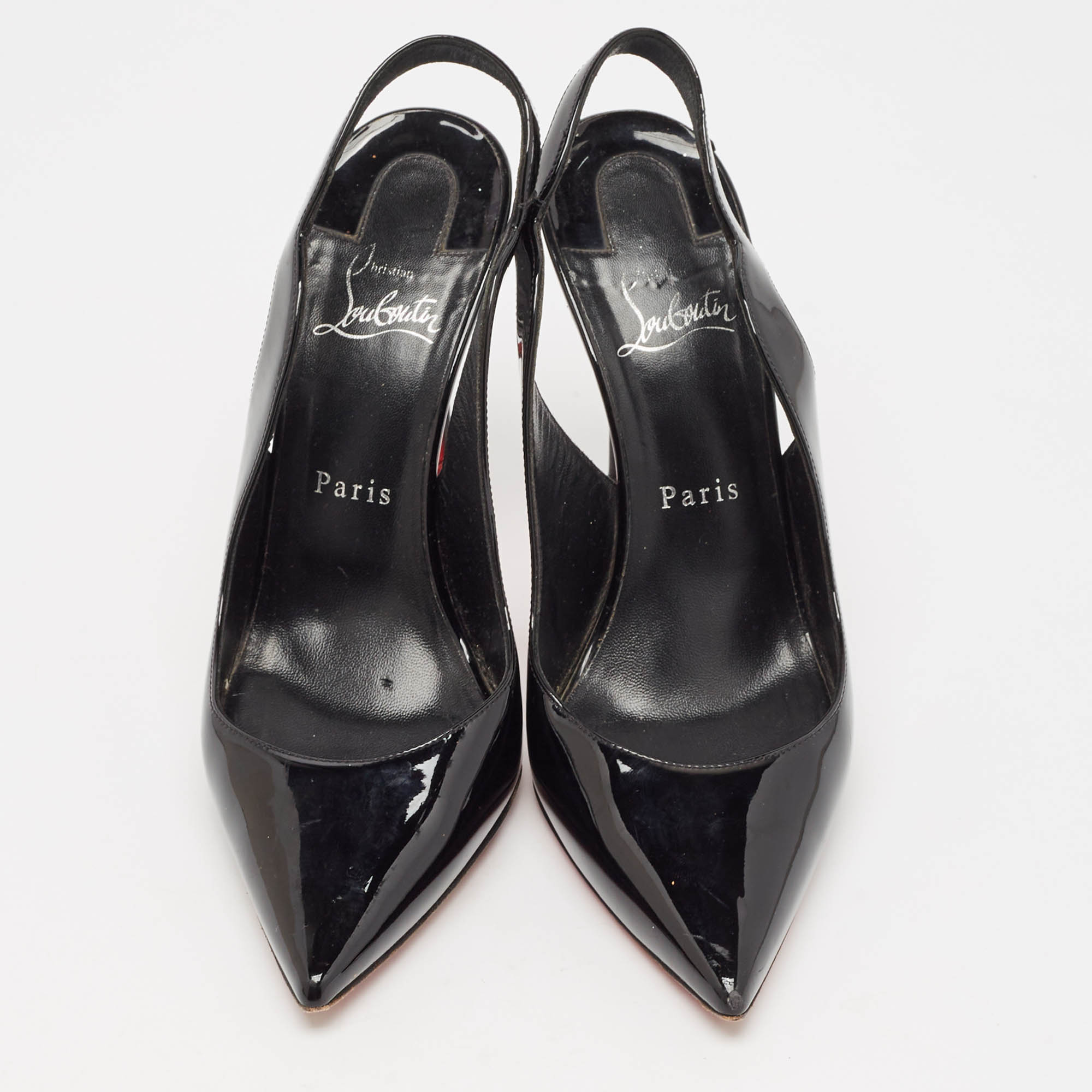 Christian Louboutin Black Patent Leather Hot Chick Pumps Size 38.5 