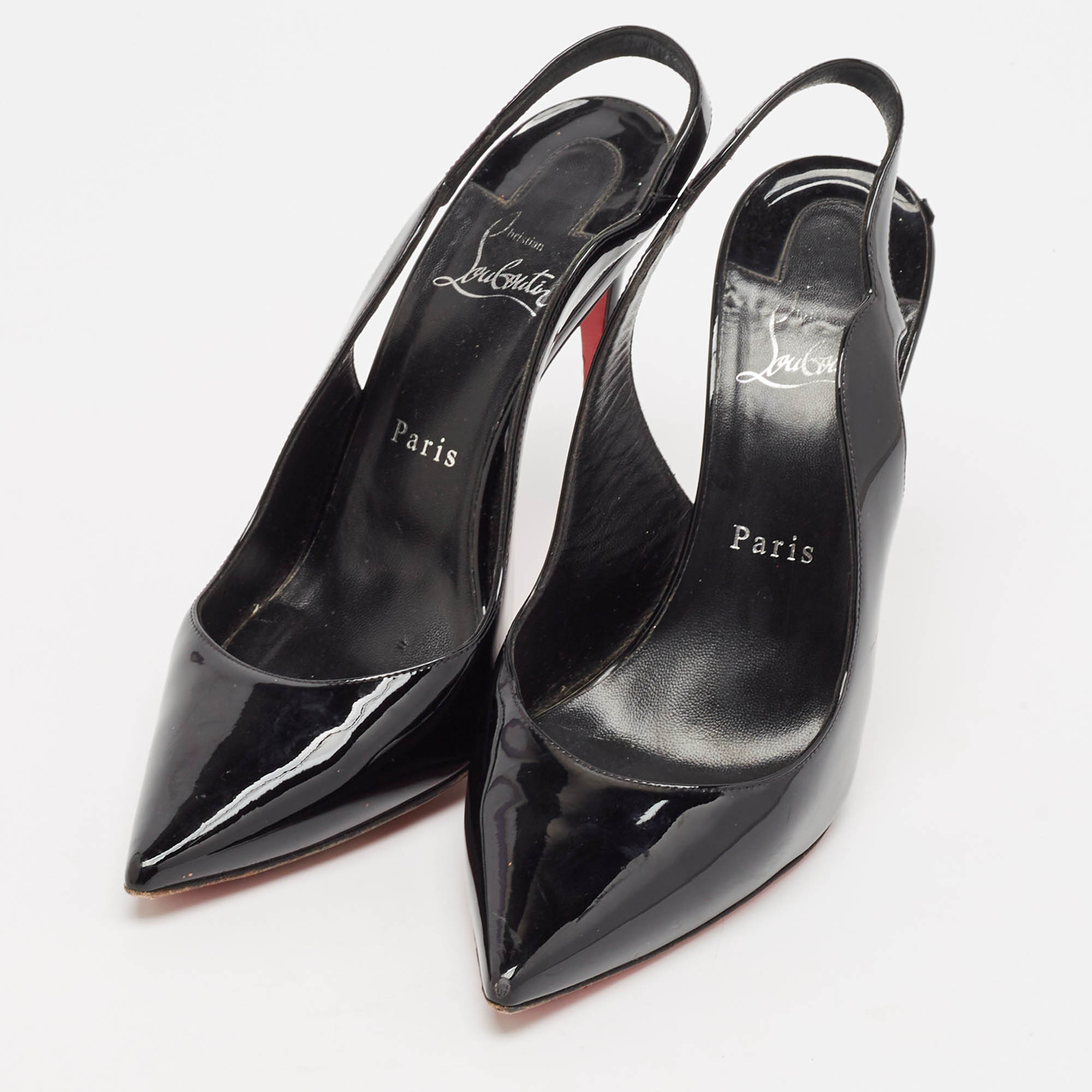Christian Louboutin Black Patent Leather Hot Chick Pumps Size 38.5 