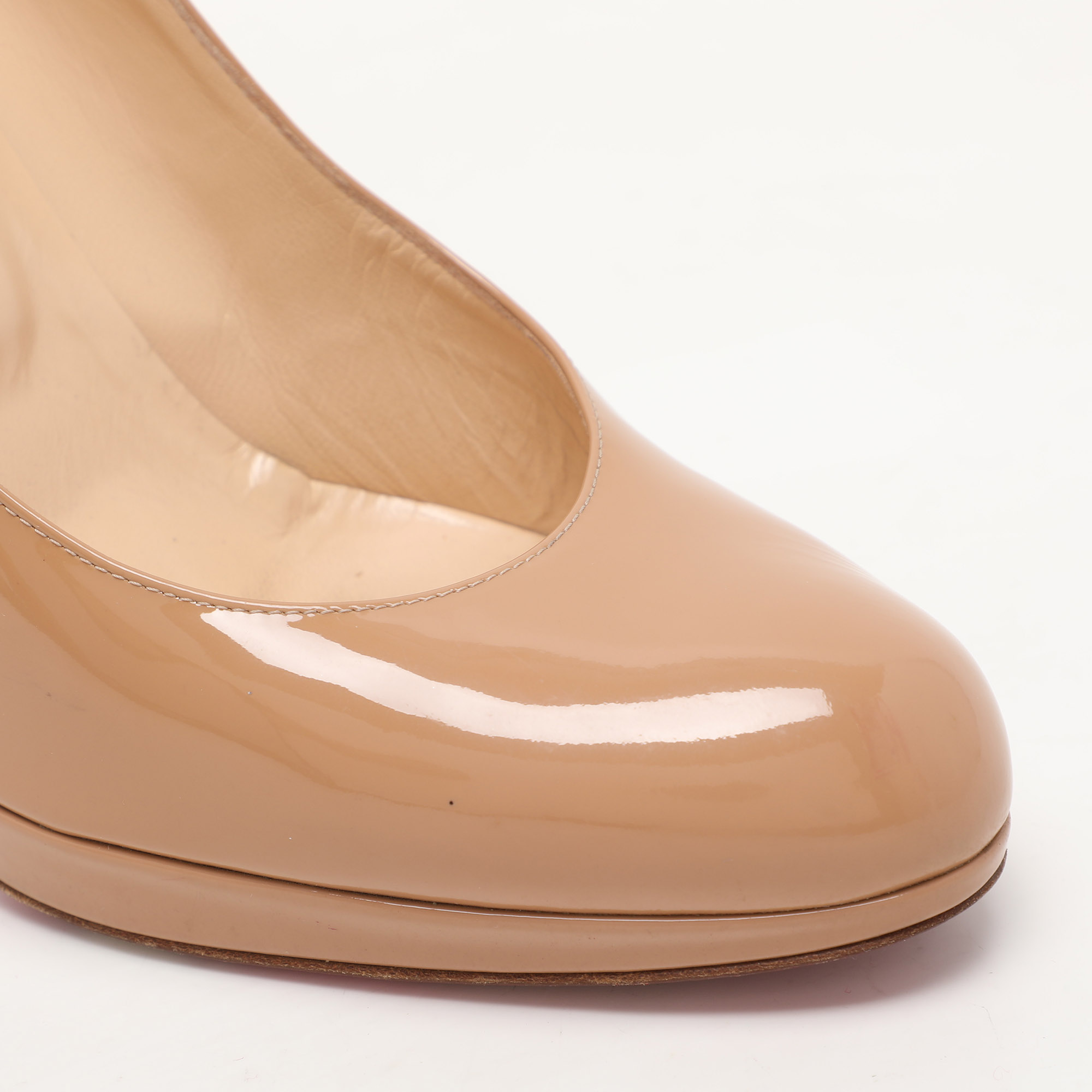 Christian Louboutin Beige Patent Leather New Simple Pumps 41 
