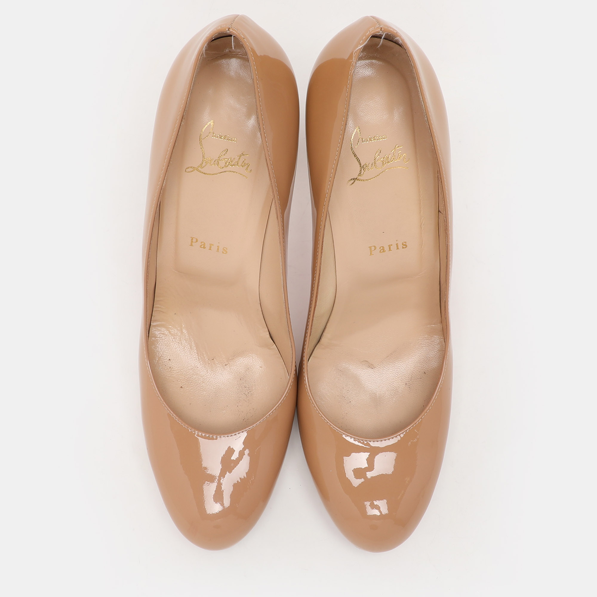 Christian Louboutin Beige Patent Leather New Simple Pumps 41 