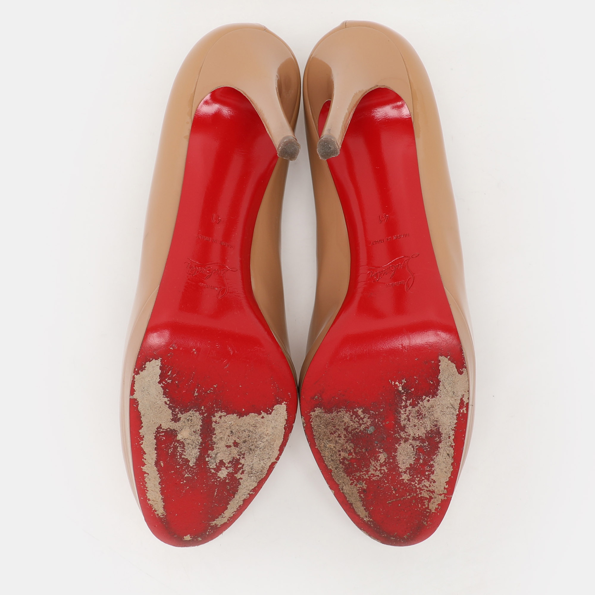 Christian Louboutin Beige Patent Leather New Simple Pumps 41 