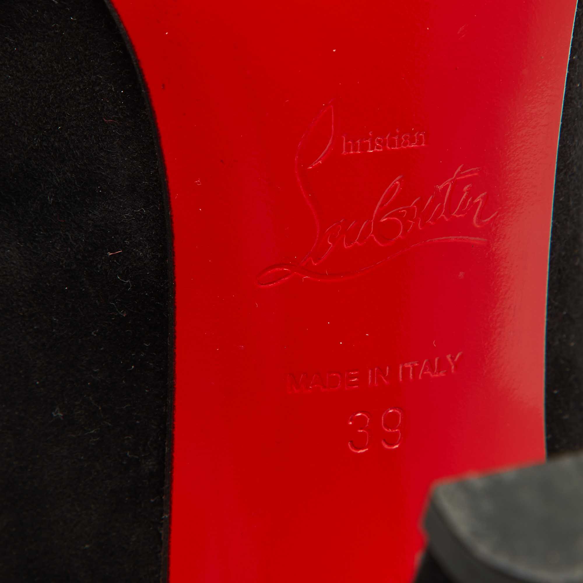 Christian Louboutin Black Suede Electropump Peep Toe Pumps Size 39 