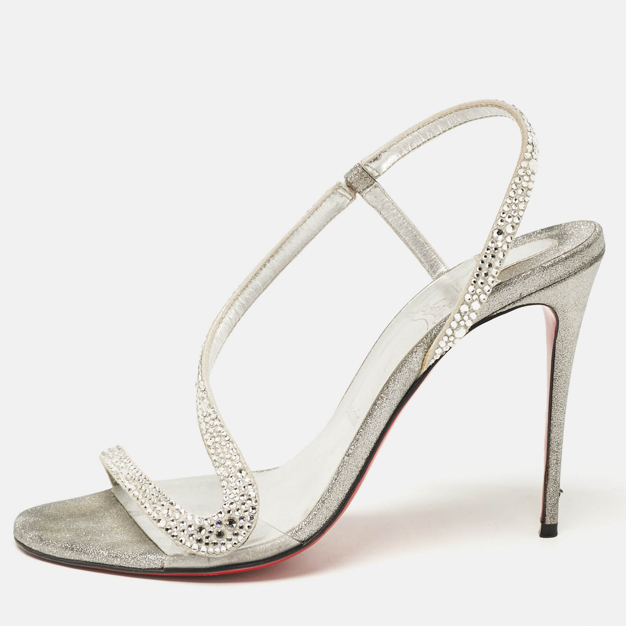 

Christian Louboutin Grey Suede Rosalie Ankle Strap Sandals Size