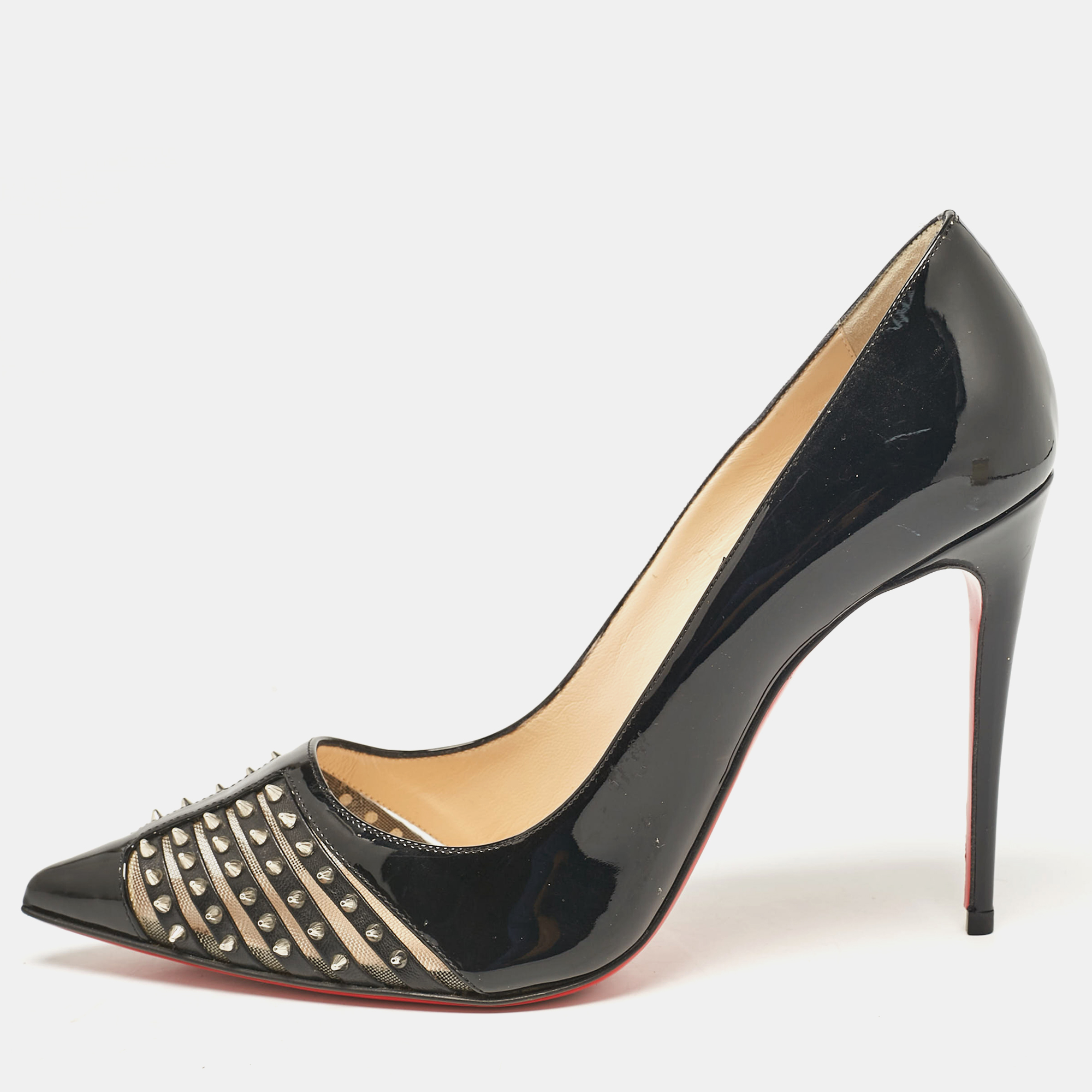 

Christian Louboutin Black Patent Leather Bareta Pointed Toe Pumps Size .5