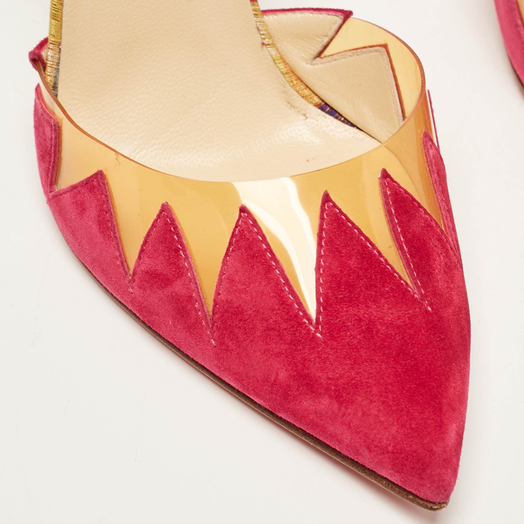 Christian Louboutin Multicolor Suede and PVC Chapito Ho Pumps Size 37.5 
