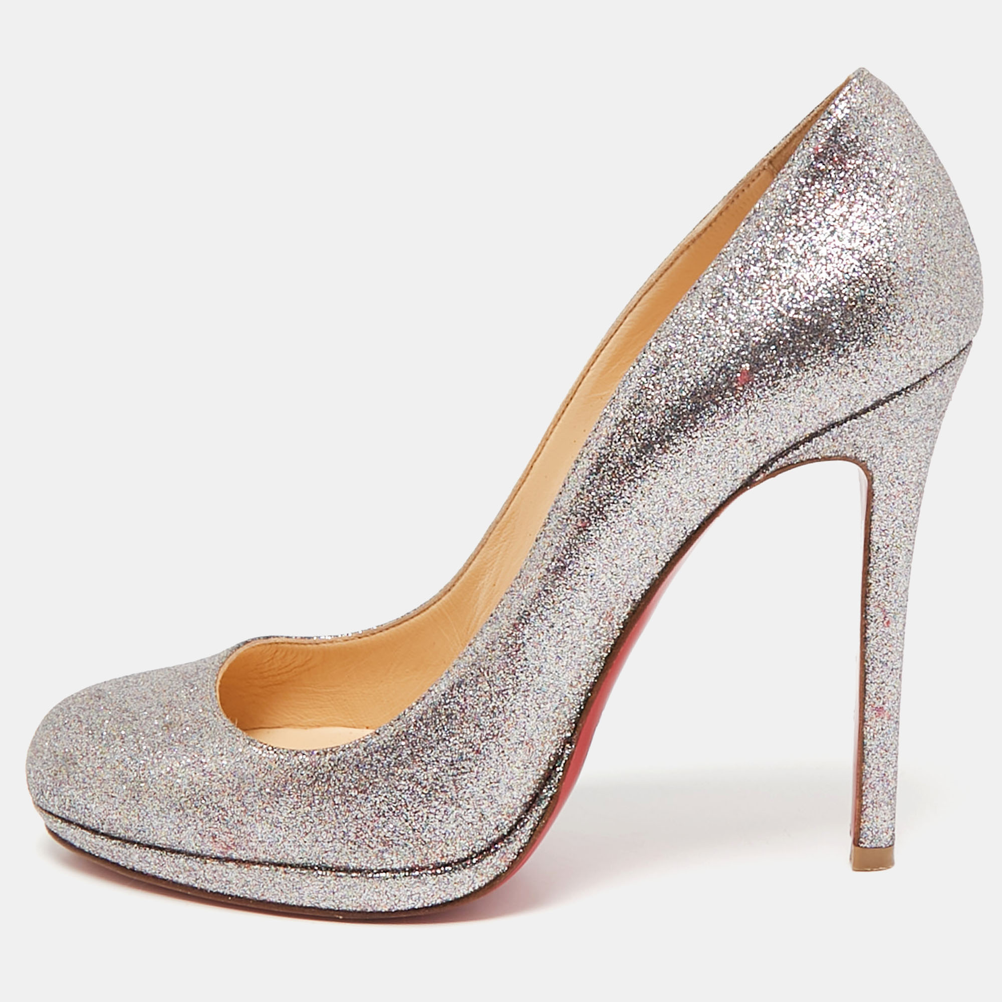 

Christian Louboutin Metallic Glitter Bianca Pumps Size