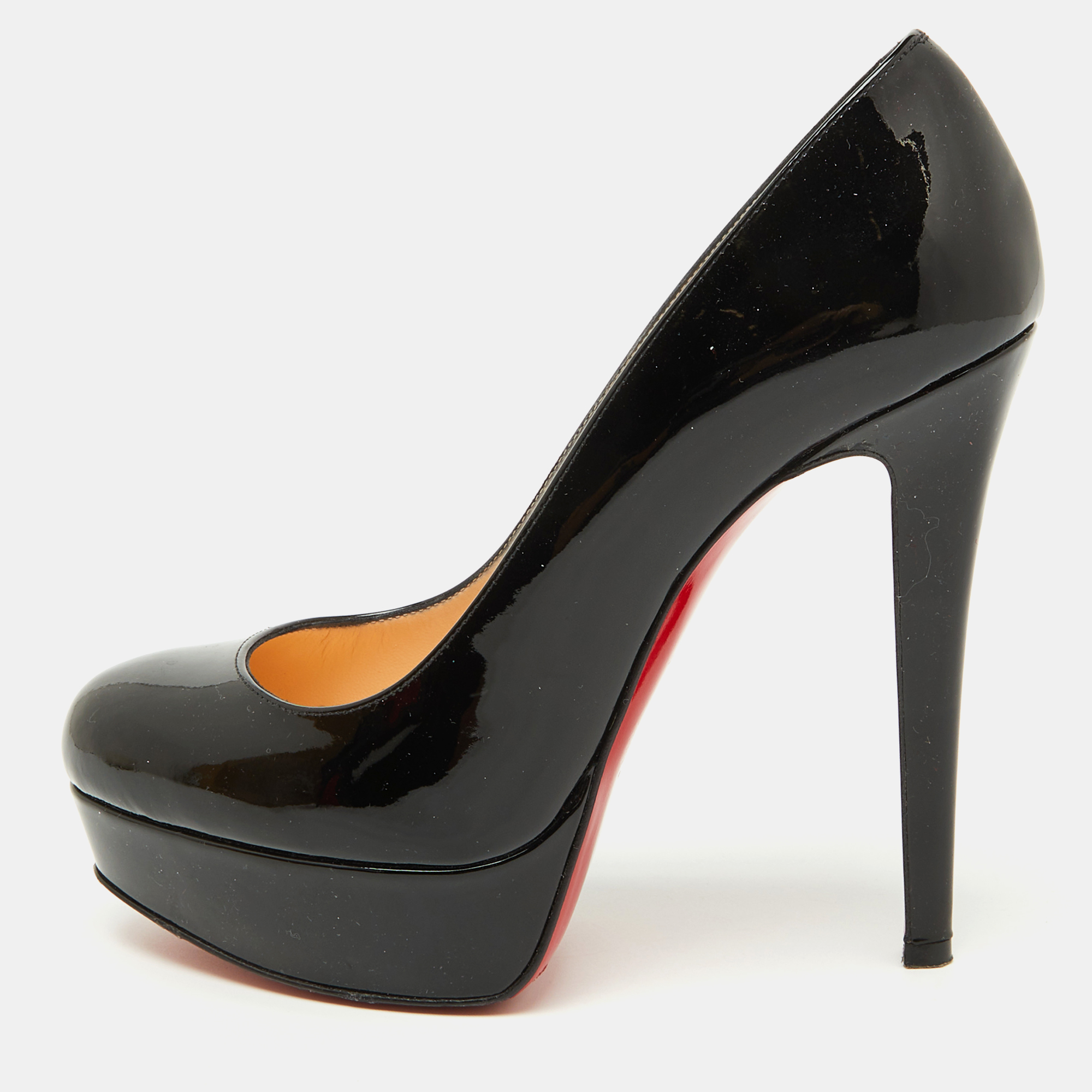 

Christian Louboutin Black Patent Leather Bianca Platform Pumps Size