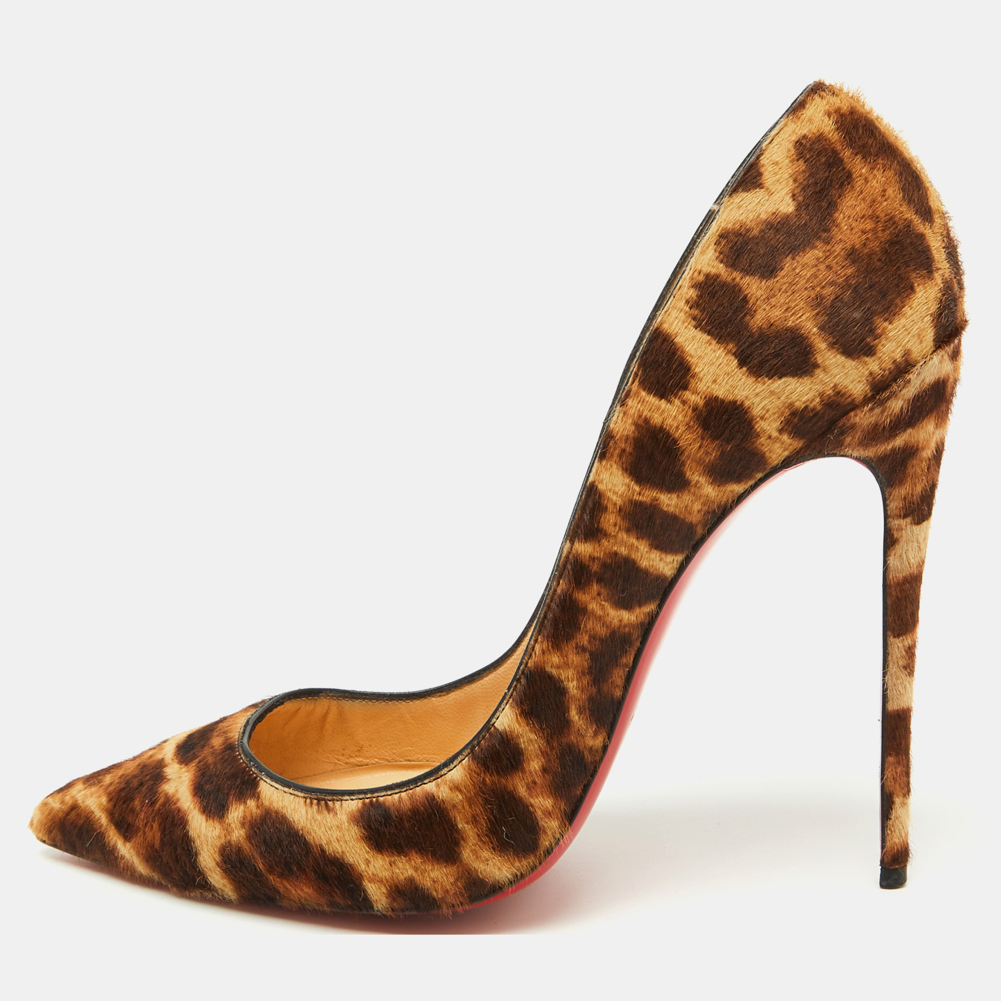 

Christian Louboutin Brown Leopard Print Calf Hair So Kate Pumps Size