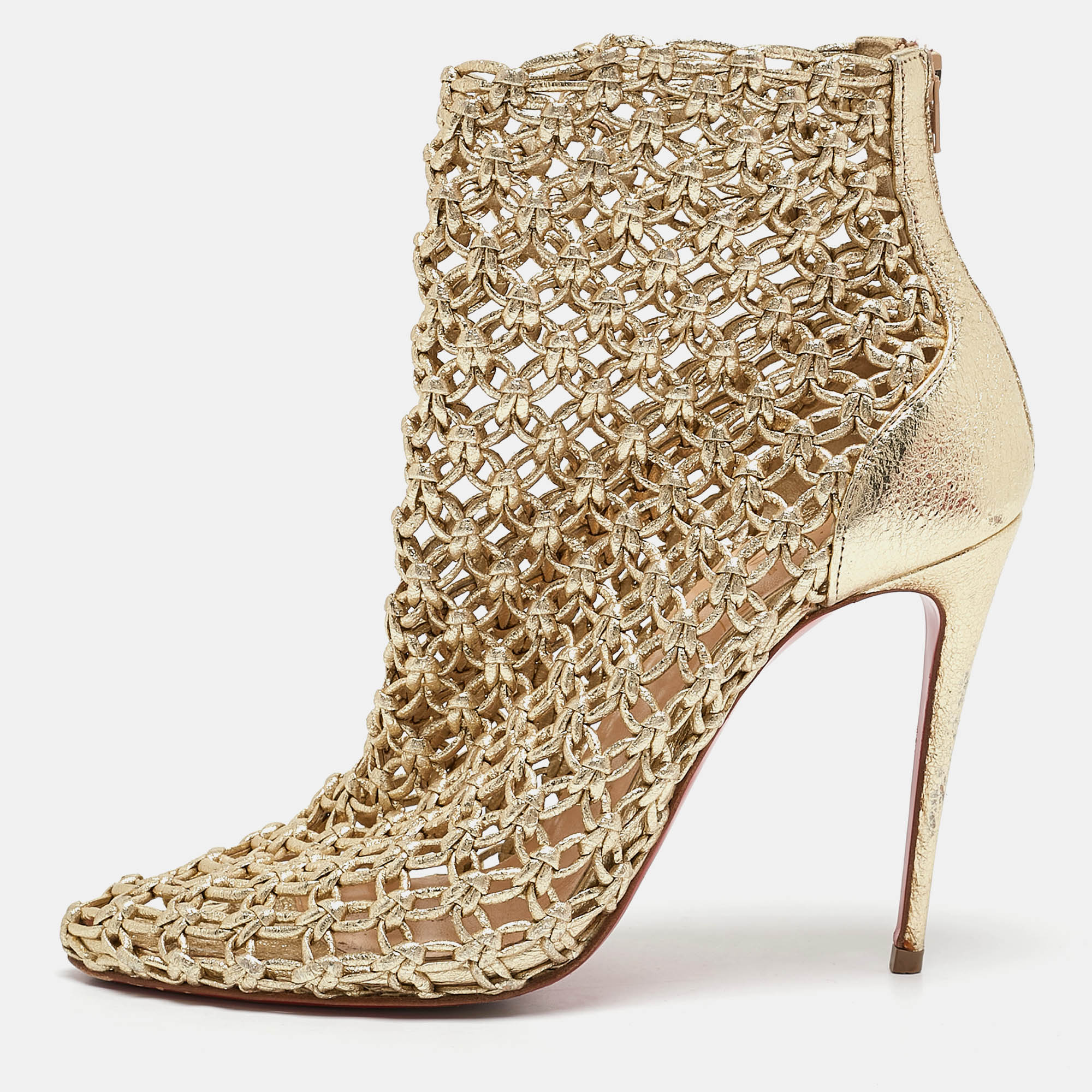 

Christian Louboutin Gold Leather Andaloulou Booties Size