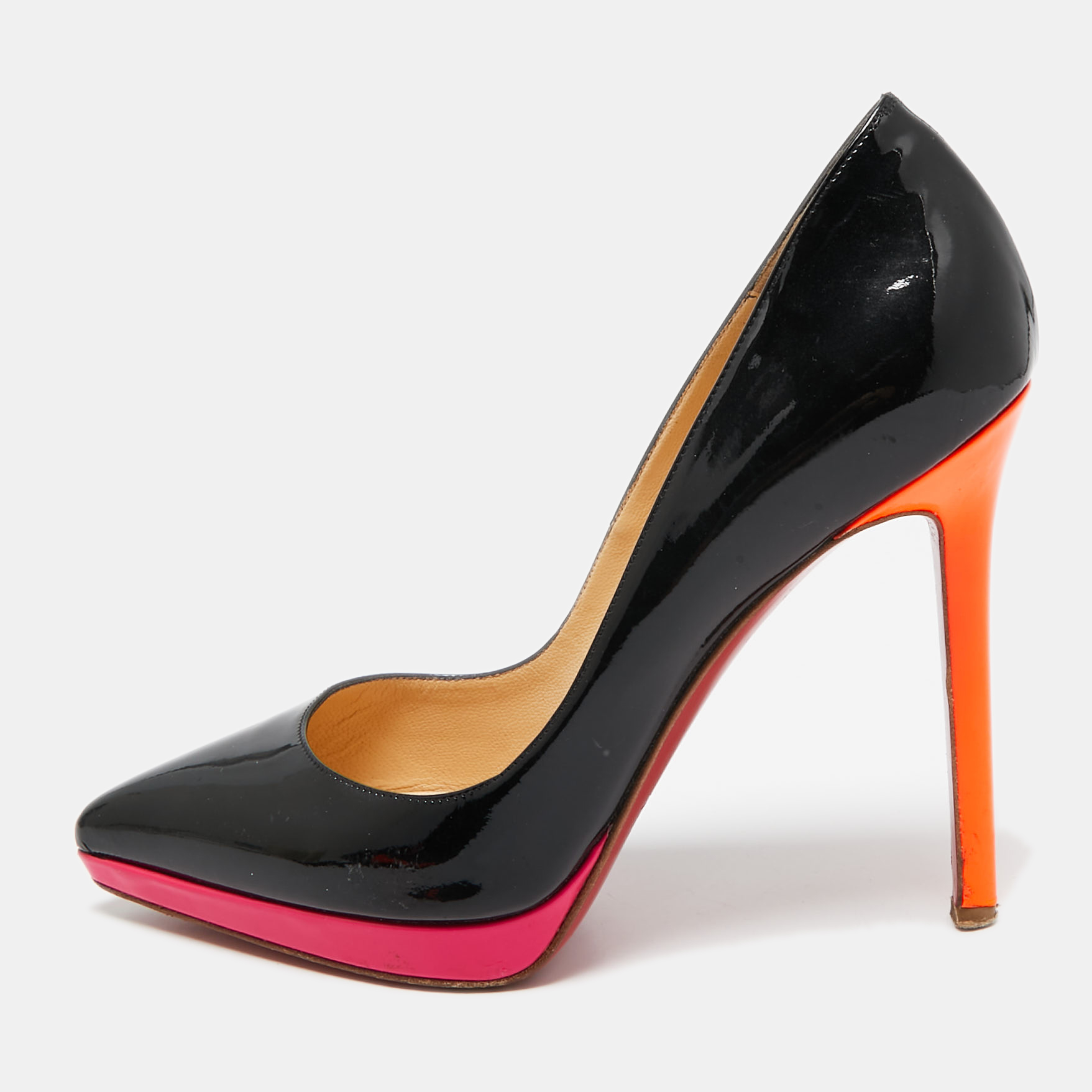 

Christian Louboutin Tricolor Patent Leather Pigalle Plato Pumps Size, Black