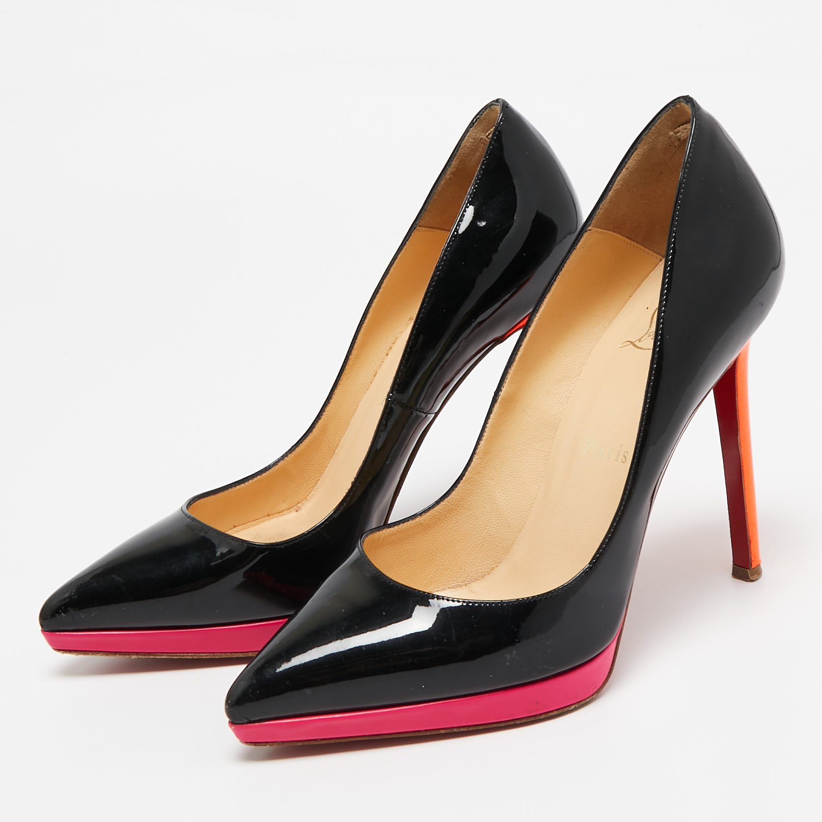 Christian Louboutin Tricolor  Patent Leather Pigalle Plato Pumps Size 37 