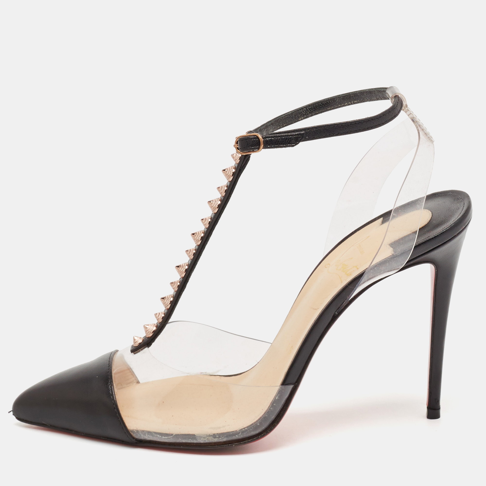 

Christian Louboutin Black Leather and PVC Nosy Pumps Size