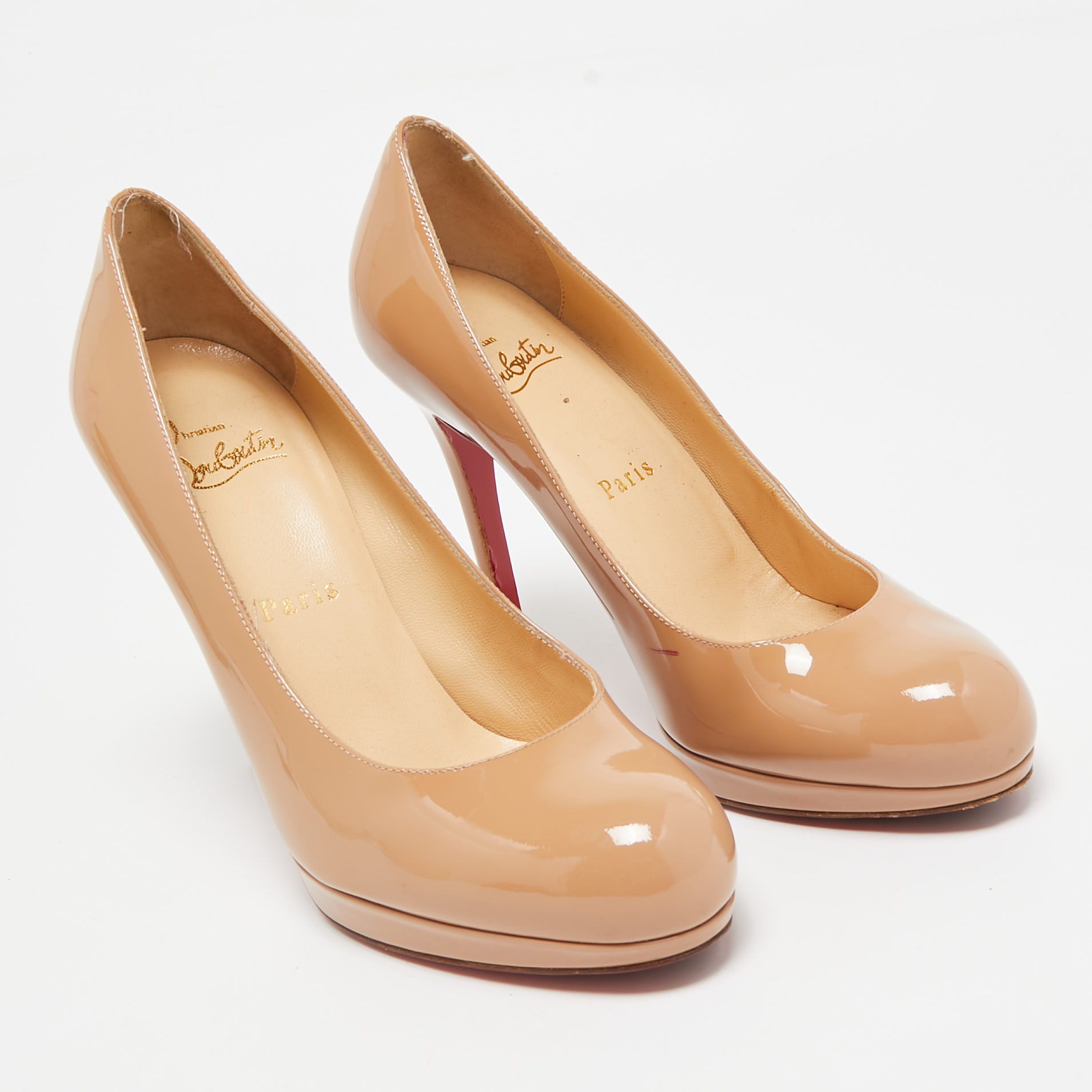 Christian Louboutin Beige Patent Leather New Simple Pumps Size 36.5 
