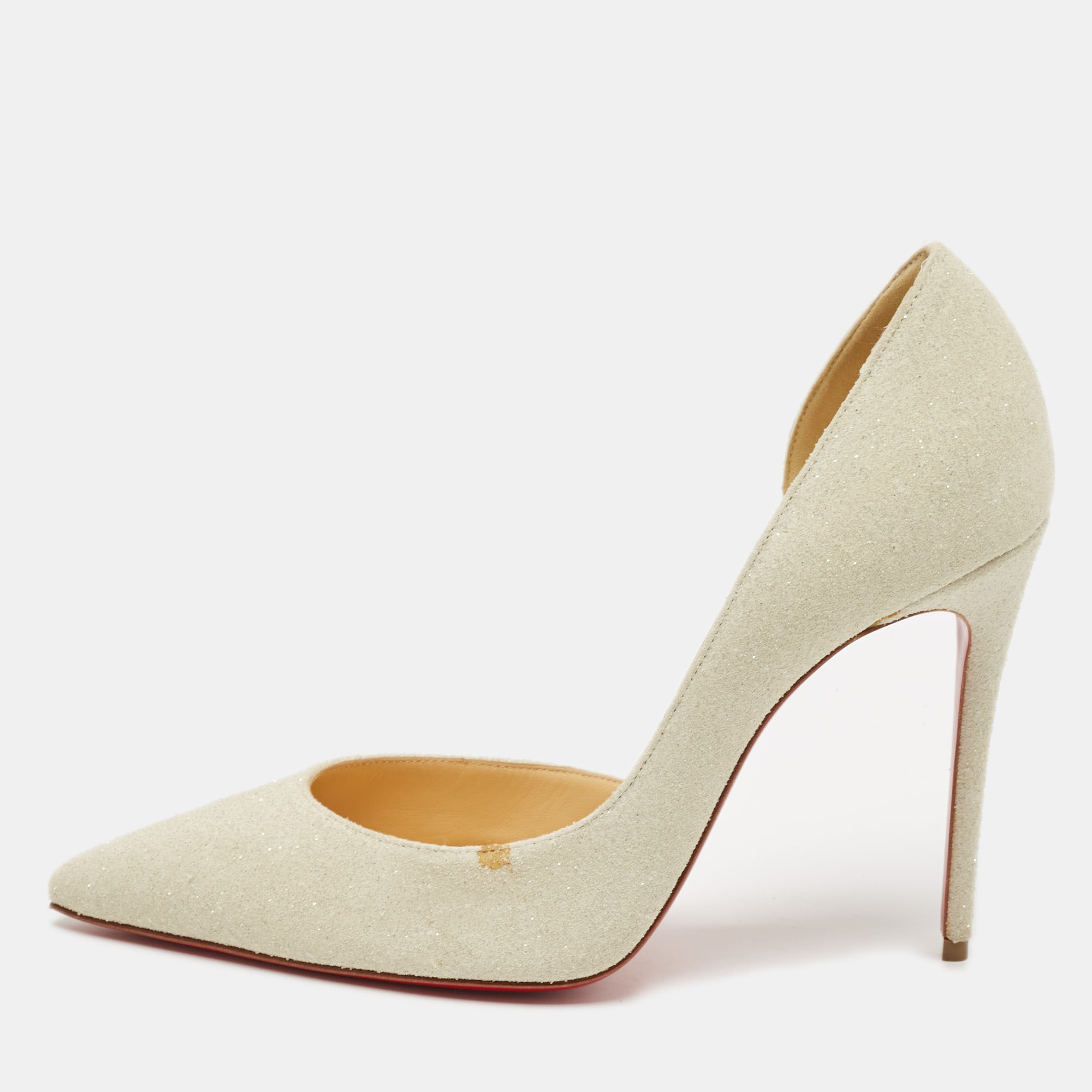 

Christian Louboutin Off White Glitter Iriza Pumps Size