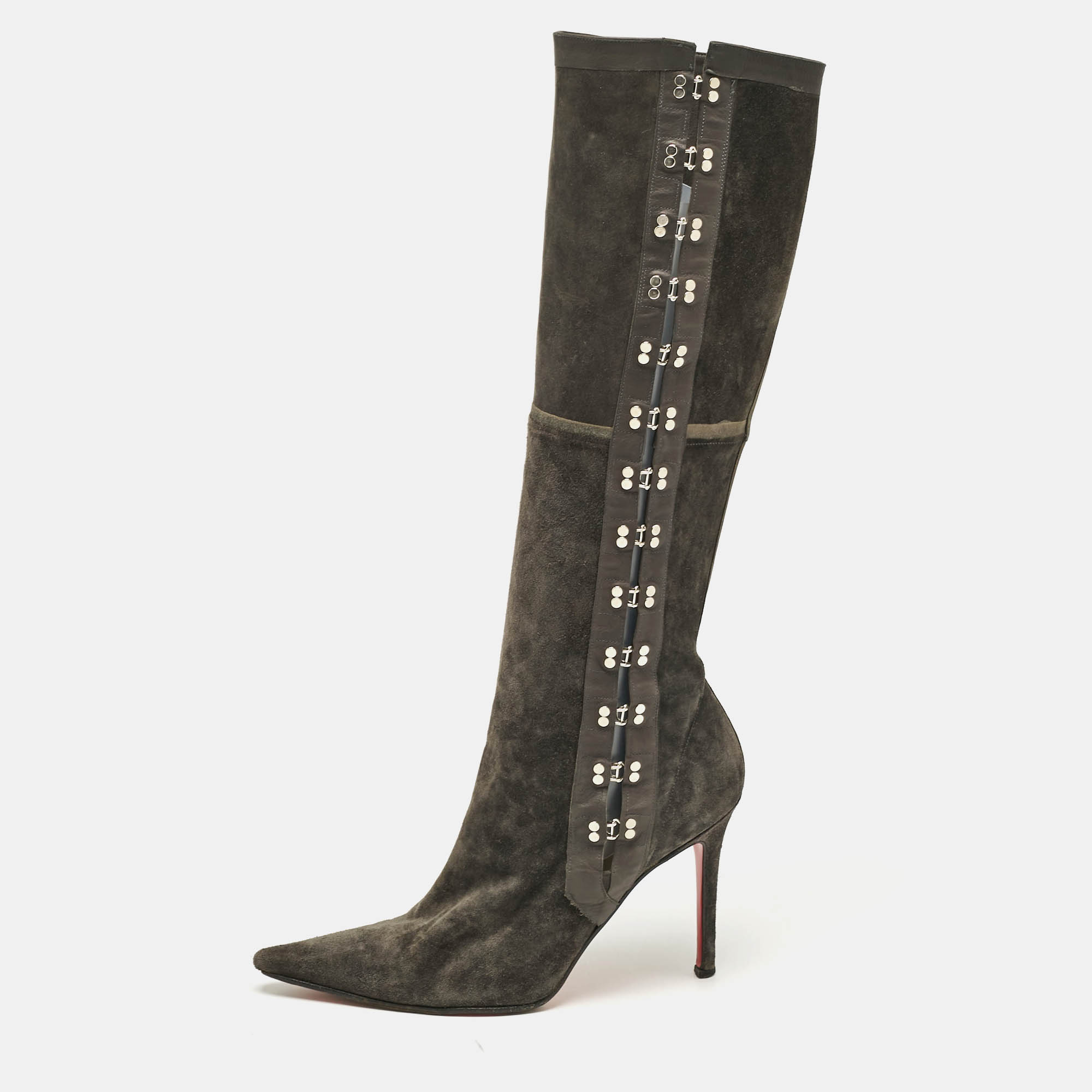 

Christian Louboutin Grey Leather and Suede Knee Length Boots Size