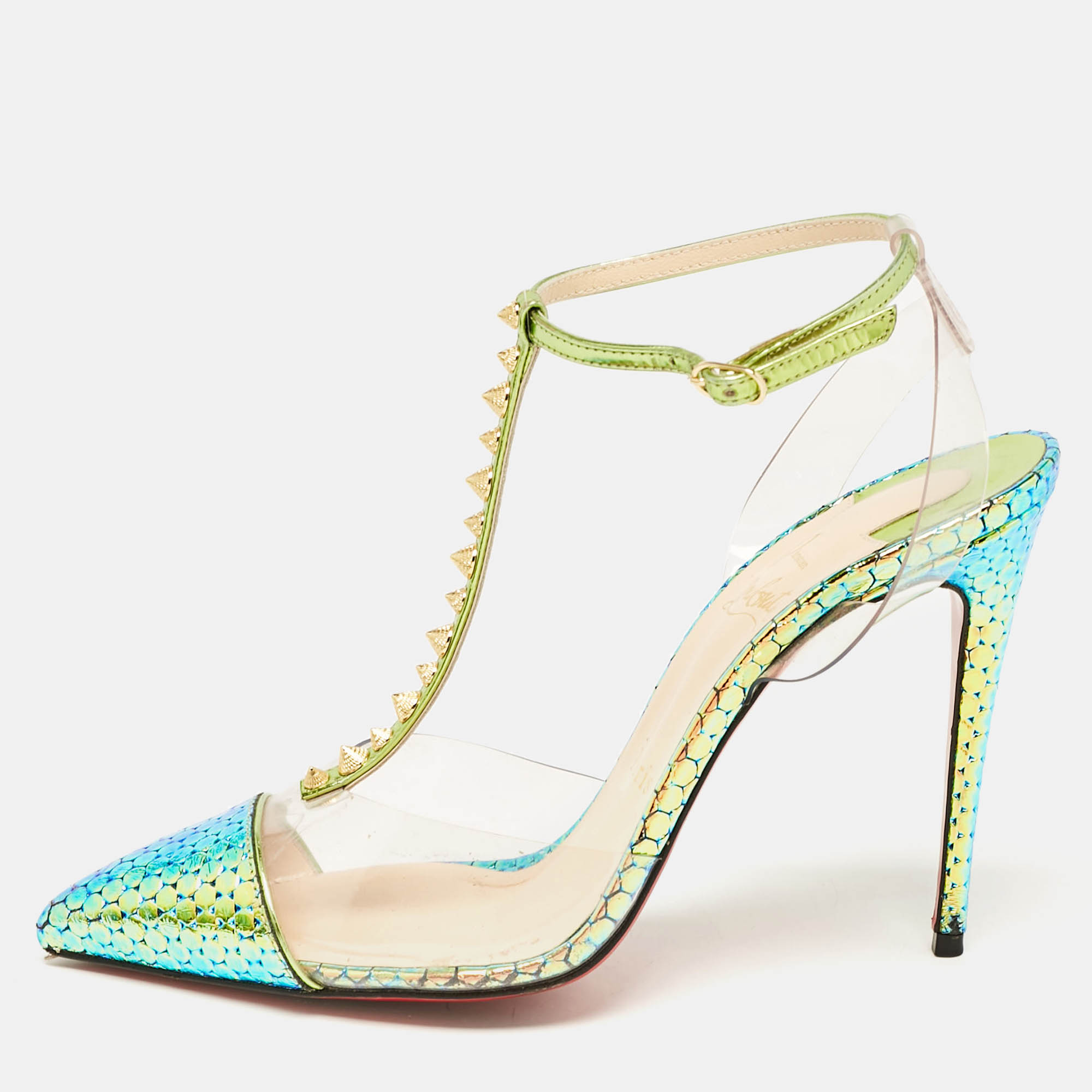 

Christian Louboutin Iridescent Leather and PVC Nosy Spike Pumps Size, Multicolor