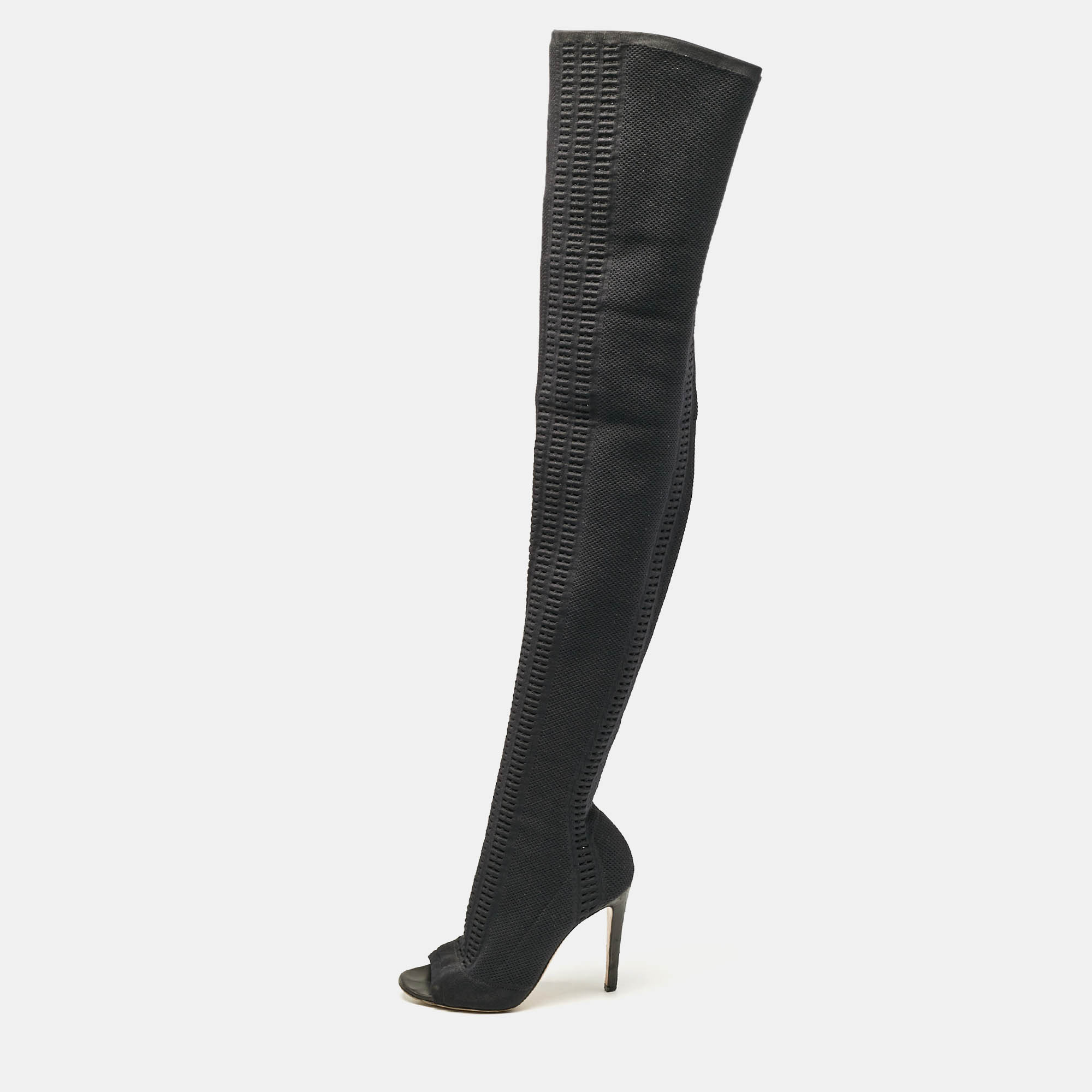 

Christian Louboutin Black Knit Fabric Knee Length Boots Size