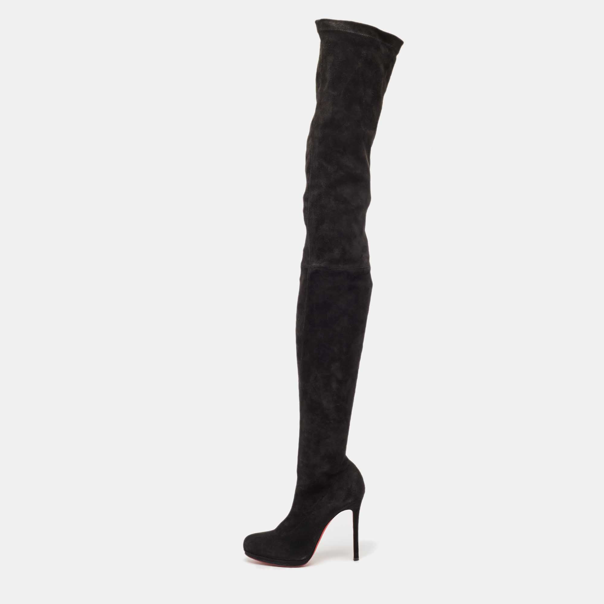 

Christian Louboutin Black Suede Knee Length Boots Size