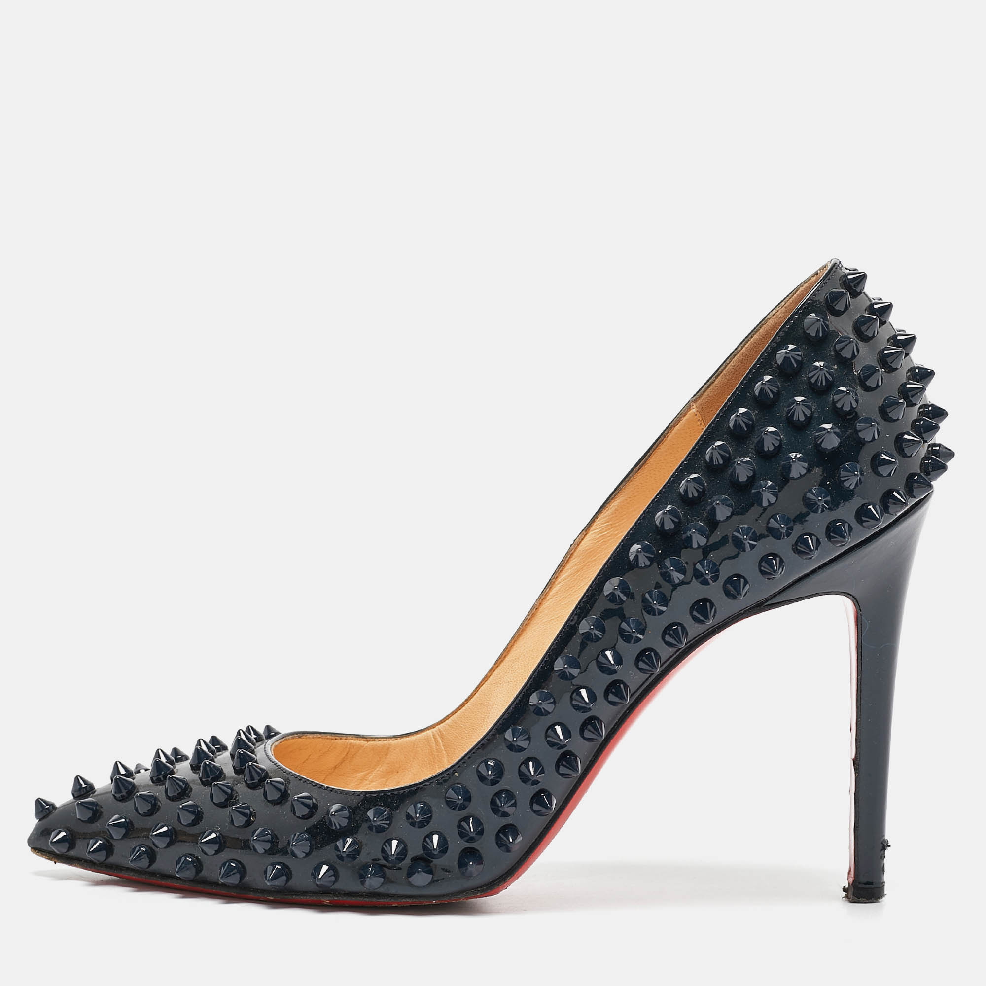 

Christian Louboutin Black Patent Leather Pigalle Spikes Pumps Size