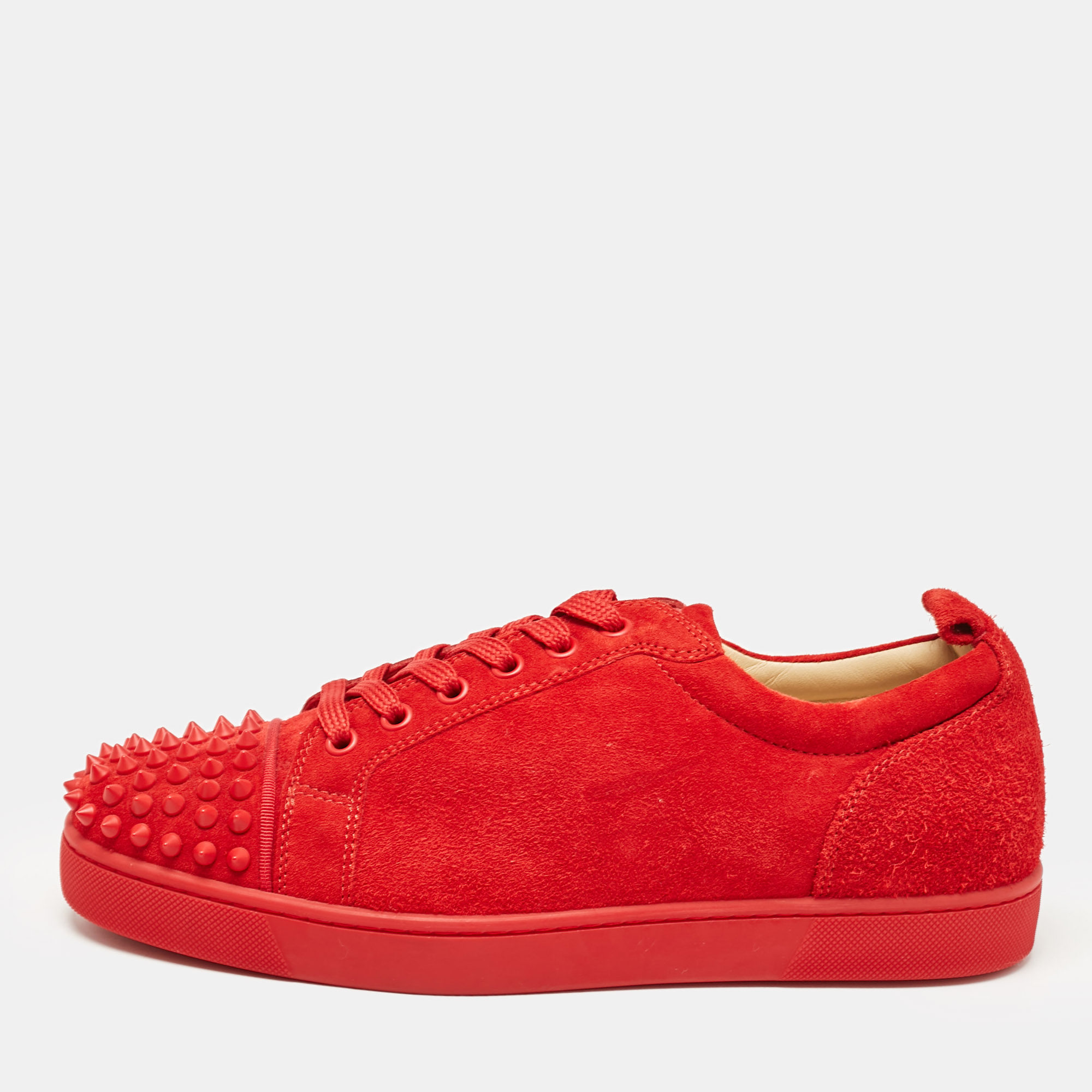 

Christian Louboutin Red Suede Louis Junior Spikes Low Top Sneakers Size