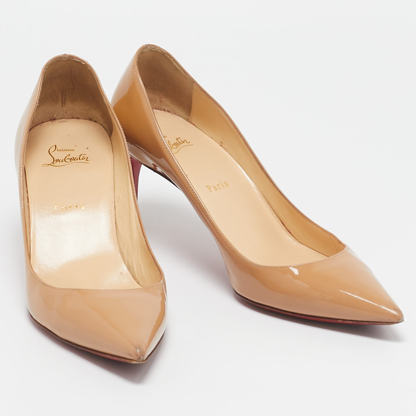 Christian Louboutin Beige Patent Leather Pigalle Pumps Size 41 